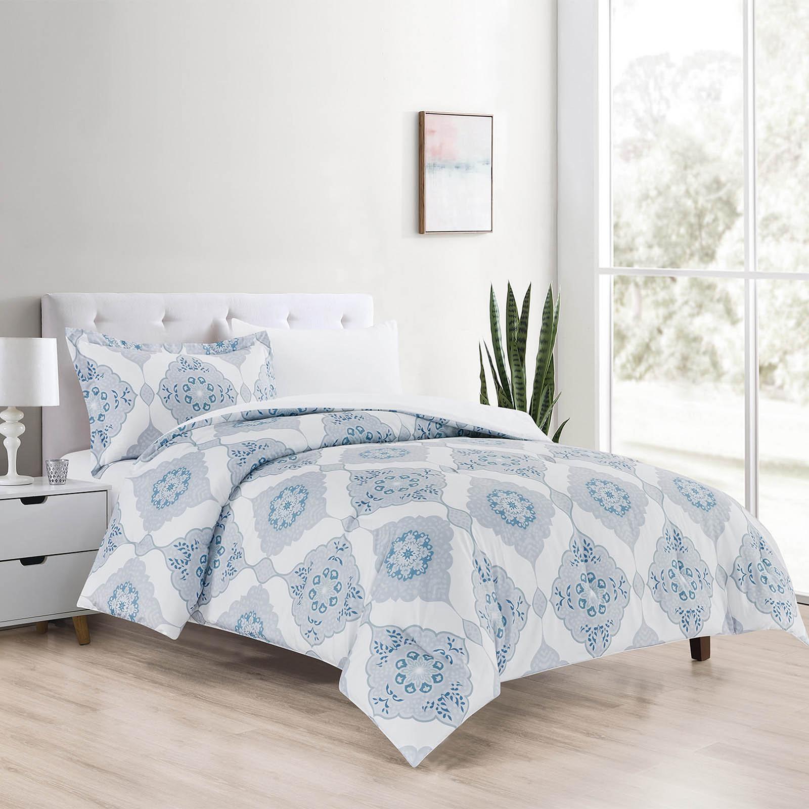 Siro 4-Piece Printed Microfiber Queen Comforter Set - 240x190 cms-household-bedding-comfortersandbedspreads-comforters-image-1