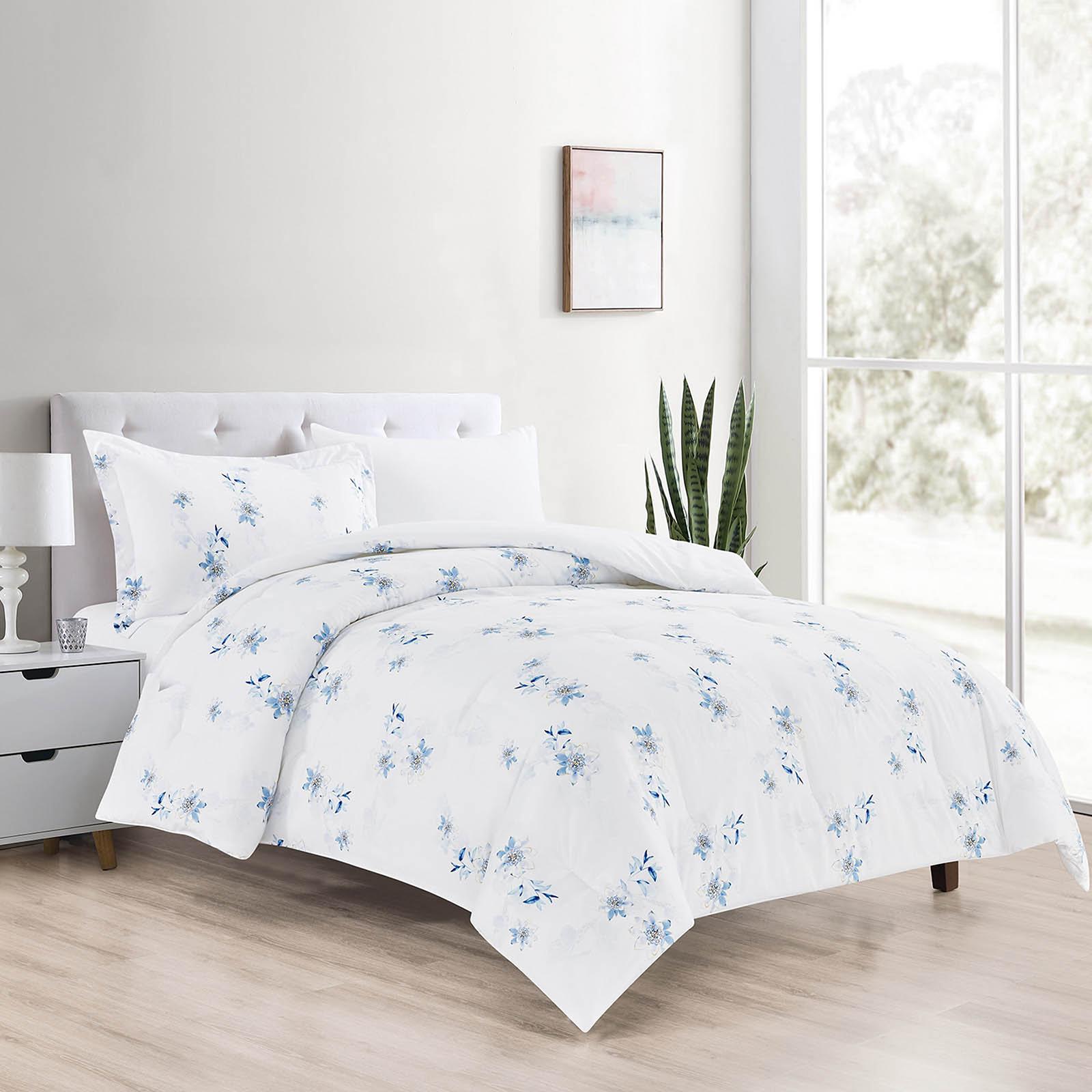 Melika 4-Piece Floral Print Microfiber Queen Comforter Set - 240x190 cms-household-bedding-comfortersandbedspreads-comforters-image-1