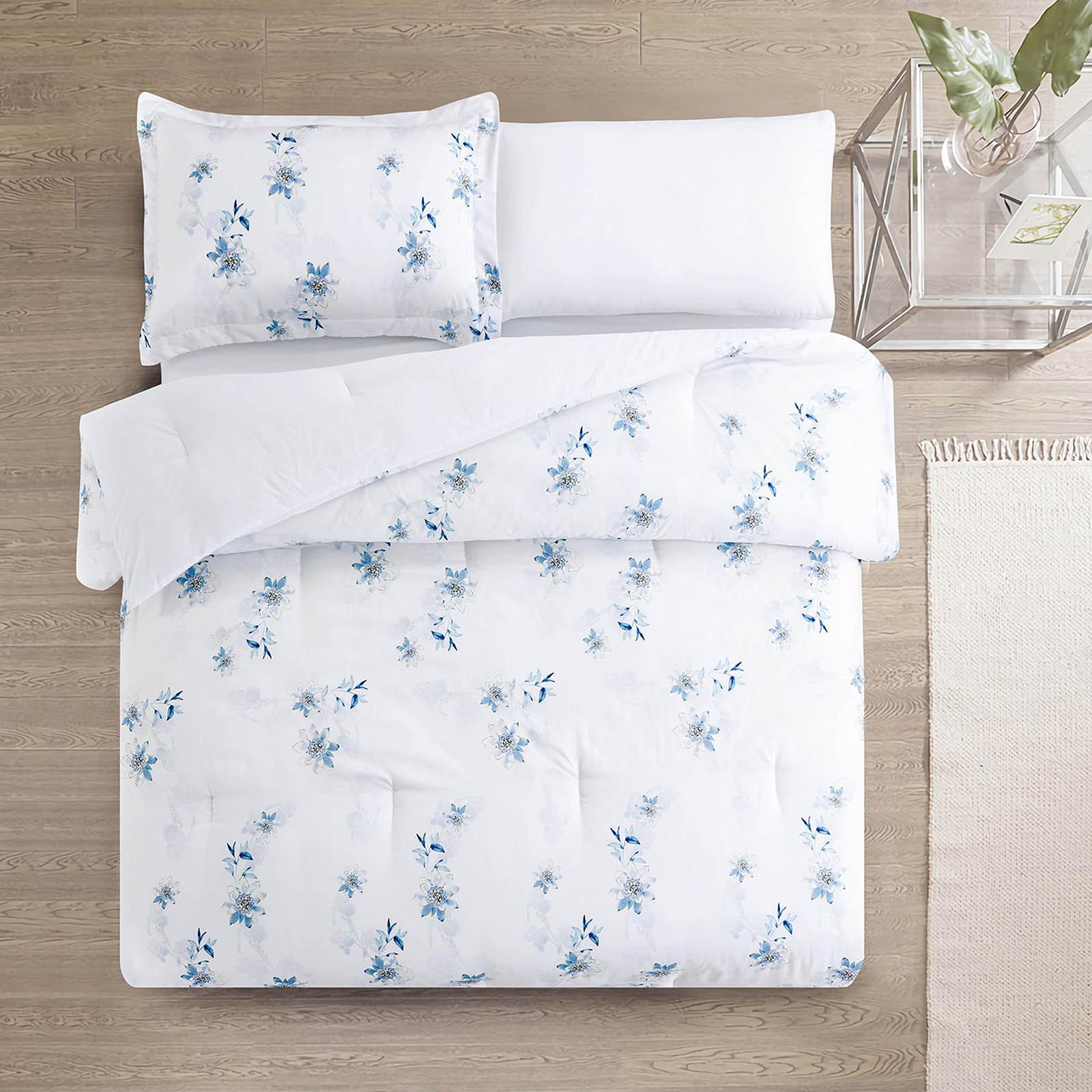 Melika 4-Piece Floral Print Microfiber Queen Comforter Set - 240x190 cms-household-bedding-comfortersandbedspreads-comforters-image-2