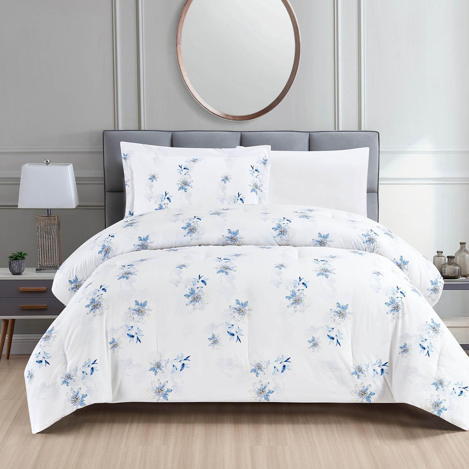 Melika 4-Piece Floral Print Microfiber Queen Comforter Set - 240x190 cms-household-bedding-comfortersandbedspreads-comforters-image-5