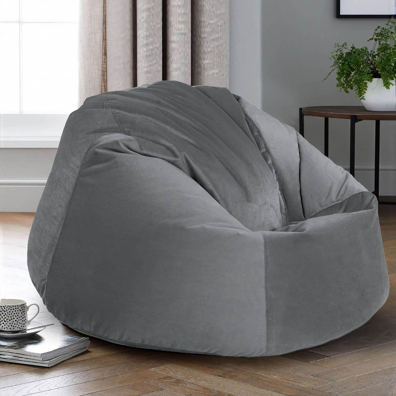 Niklas Velvet Bean Bag Chair - Small-furniture-sofaandseating-ottomansbeanbagsandpoufs-image-1