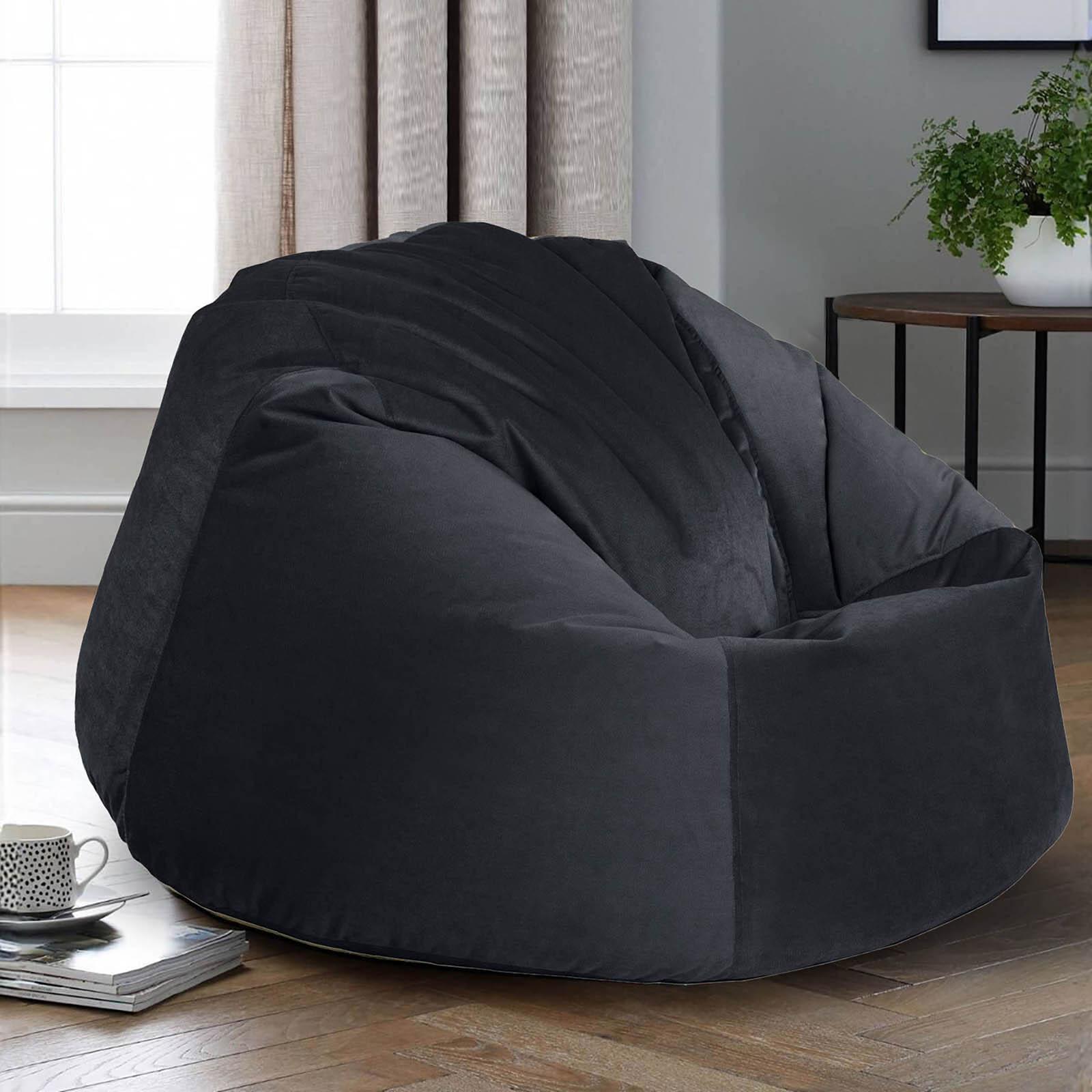 Niklas Velvet Bean Bag Chair - Small-furniture-sofaandseating-ottomansbeanbagsandpoufs-image-1