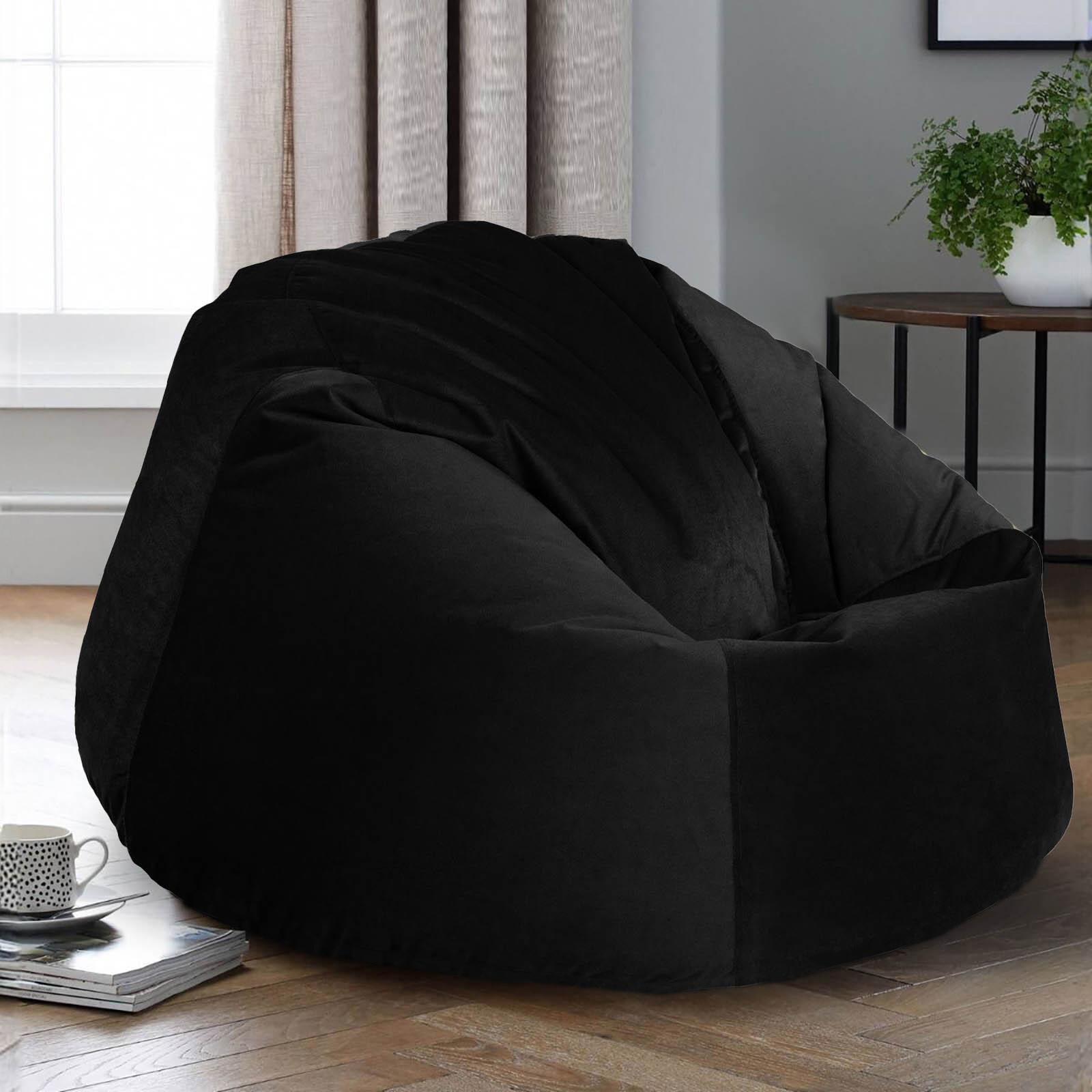 Niklas Velvet Bean Bag Chair - Small-furniture-sofaandseating-ottomansbeanbagsandpoufs-image-1