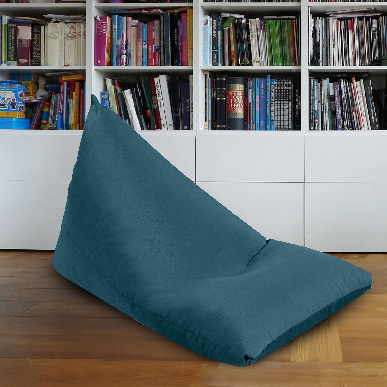 Ilkay Solid Velvet Bean Bag Chair - Large-furniture-sofaandseating-ottomansbeanbagsandpoufs-image-1