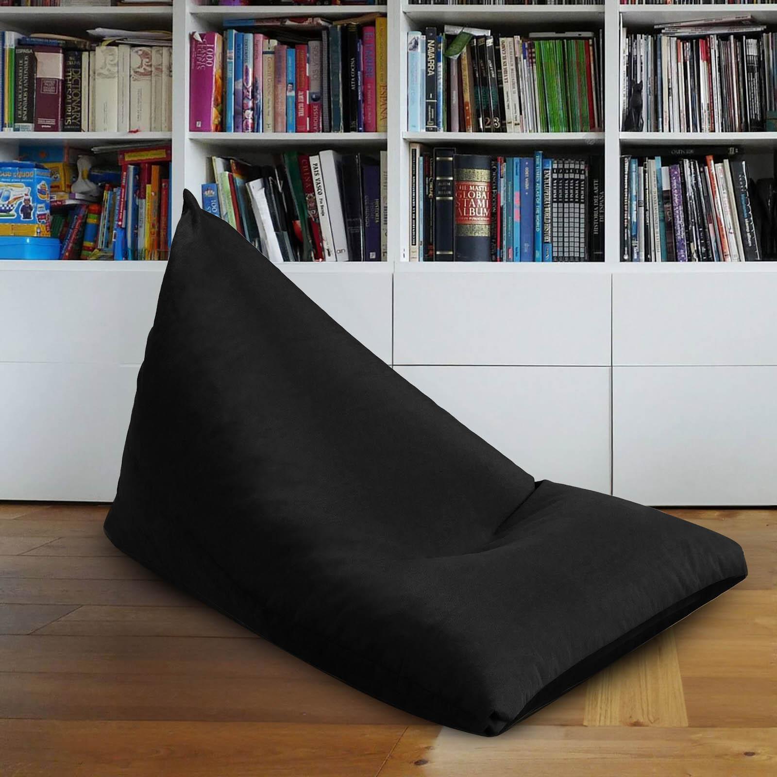 Ilkay Solid Velvet Bean Bag Chair - Large-furniture-sofaandseating-ottomansbeanbagsandpoufs-image-1