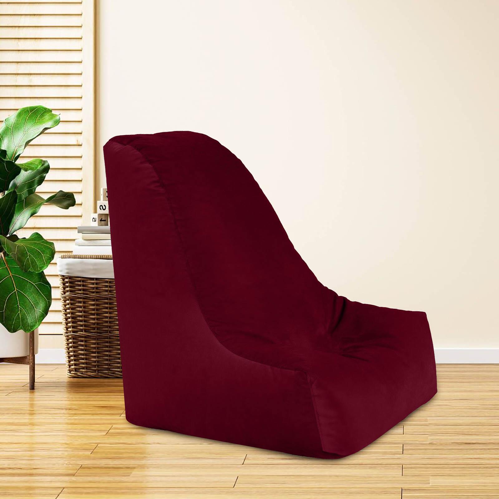 Harvey Solid Velvet Bean Bag Chair - Large-furniture-sofaandseating-ottomansbeanbagsandpoufs-image-1