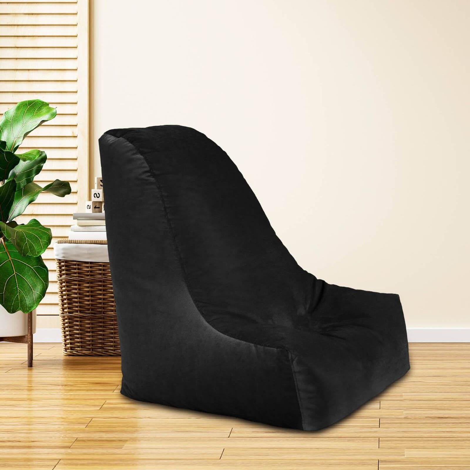 Harvey Solid Velvet Bean Bag Chair - Large-furniture-sofaandseating-ottomansbeanbagsandpoufs-image-1