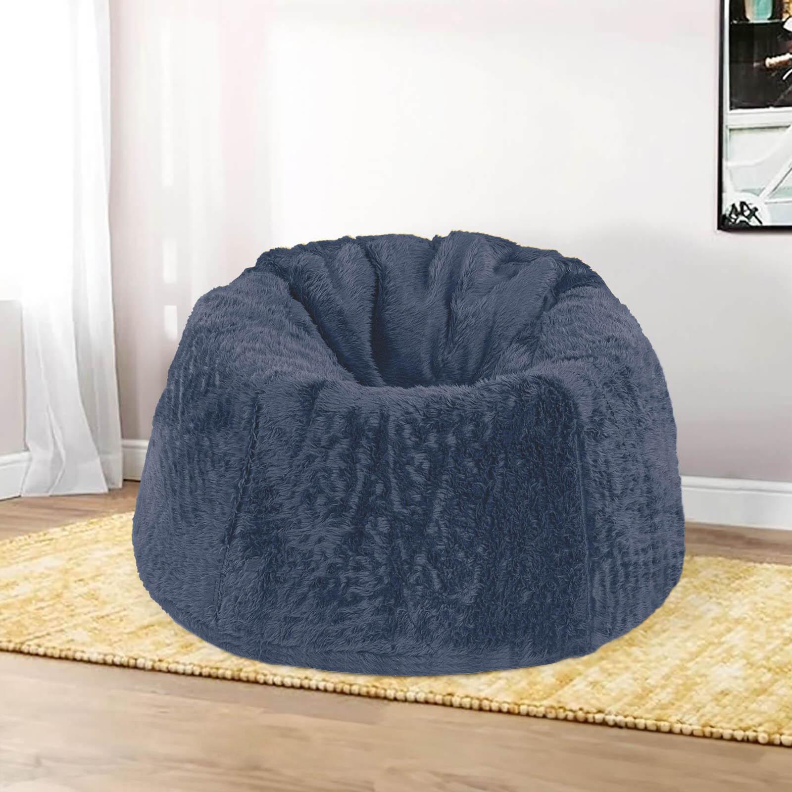 Kempes Textured Fur Bean Bag Chair - Small-furniture-sofaandseating-ottomansbeanbagsandpoufs-image-1