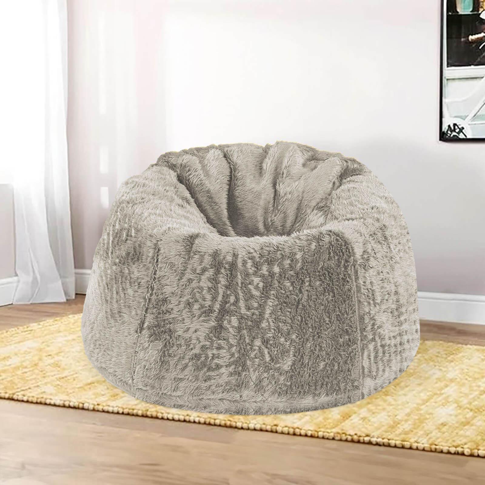 Kempes Solid Fur Bean Bag Chair - Medium-furniture-sofaandseating-ottomansbeanbagsandpoufs-image-1