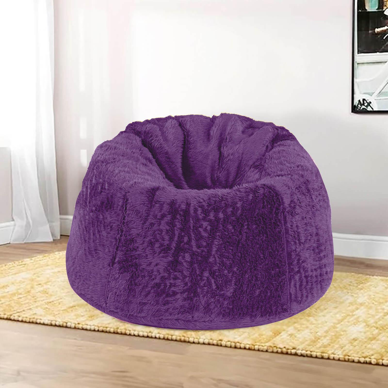 Kempes Fur Bean Bag Chair - Large-furniture-sofaandseating-ottomansbeanbagsandpoufs-image-1