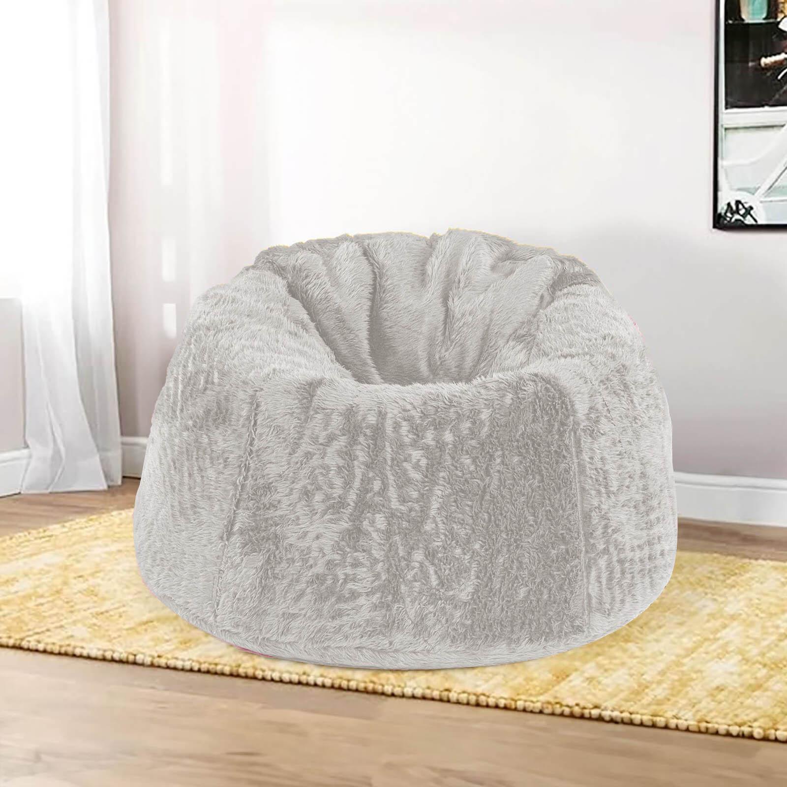 Kempes Solid Fur Bean Bag Chair - Large-furniture-sofaandseating-ottomansbeanbagsandpoufs-image-1