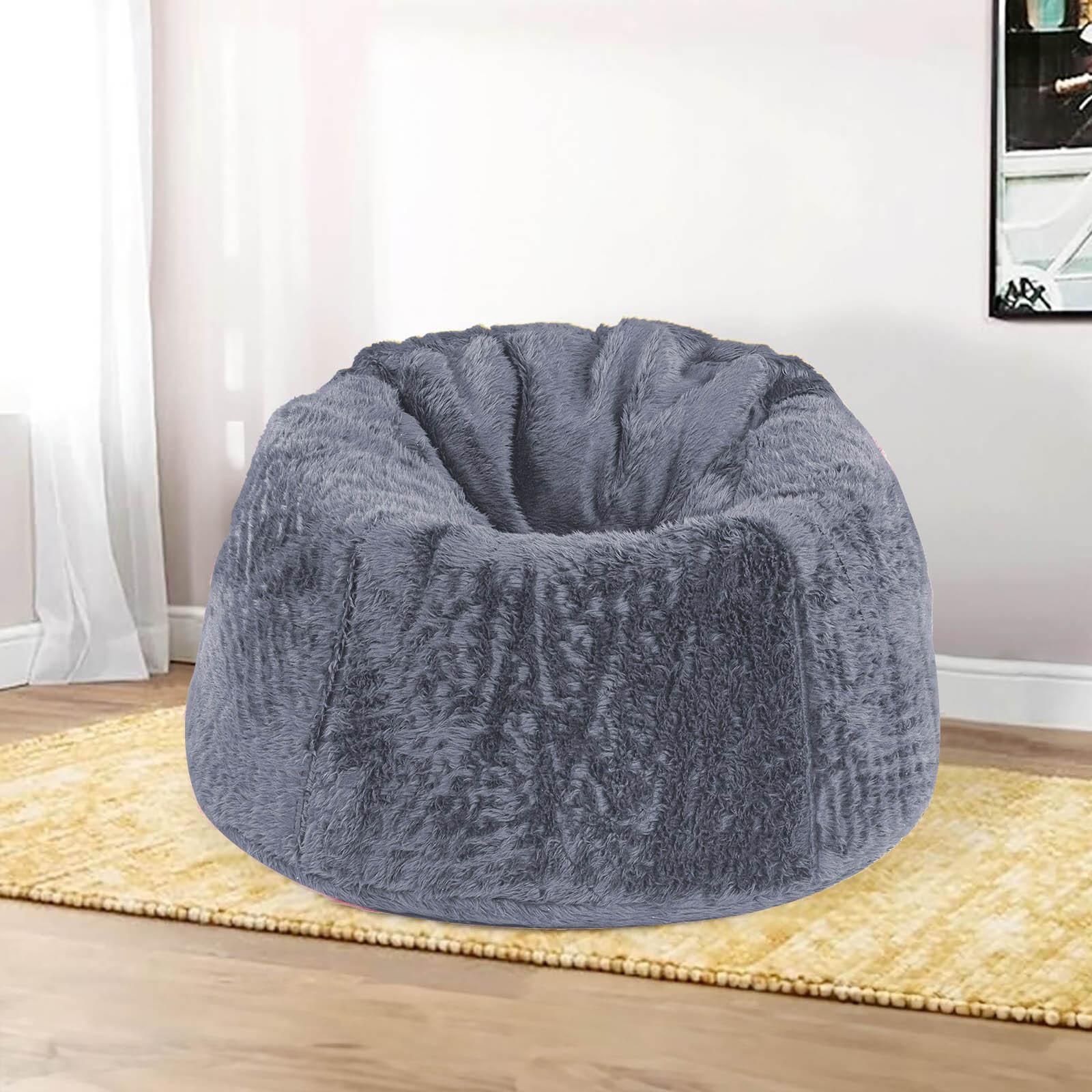 Kempes Fur Bean Bag Chair - Large-furniture-sofaandseating-ottomansbeanbagsandpoufs-image-1