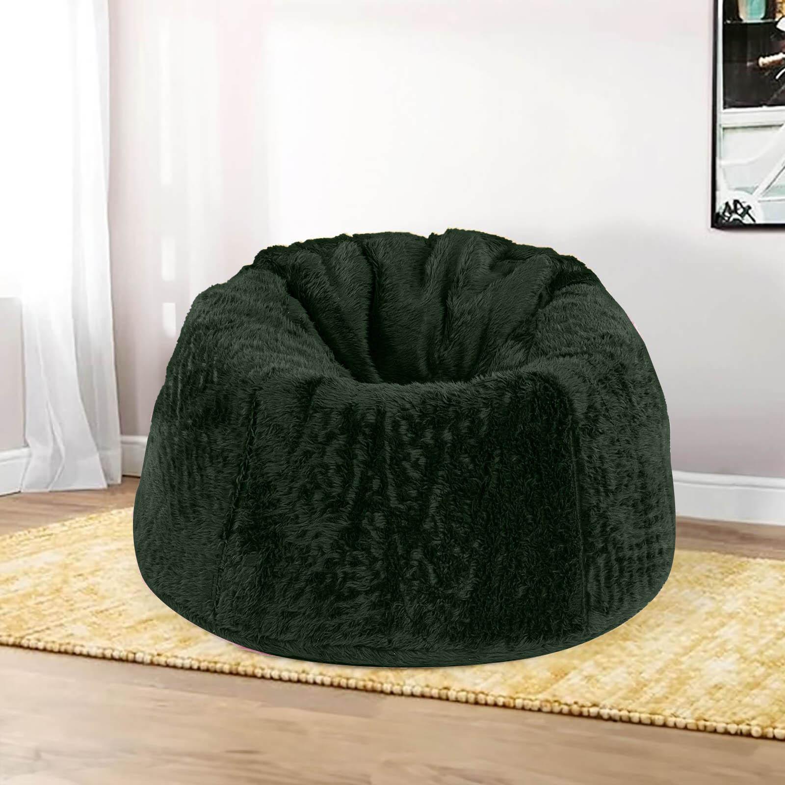 Kempes Solid Fur Bean Bag Chair - Large-furniture-sofaandseating-ottomansbeanbagsandpoufs-image-1