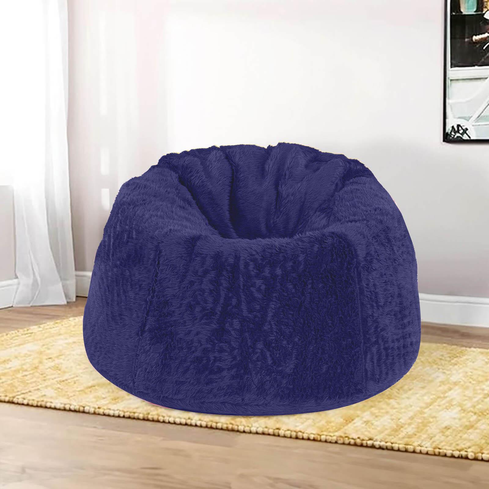 Kempes Solid Fur Bean Bag Chair - Large-furniture-sofaandseating-ottomansbeanbagsandpoufs-image-1