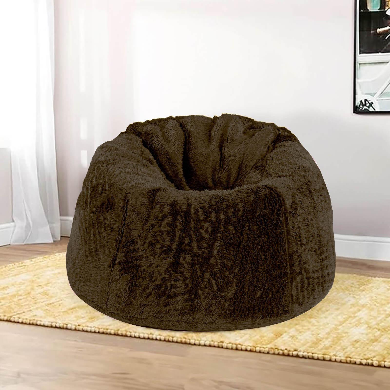 Kempes Textured Fur Bean Bag Chair - Large-furniture-sofaandseating-ottomansbeanbagsandpoufs-image-1