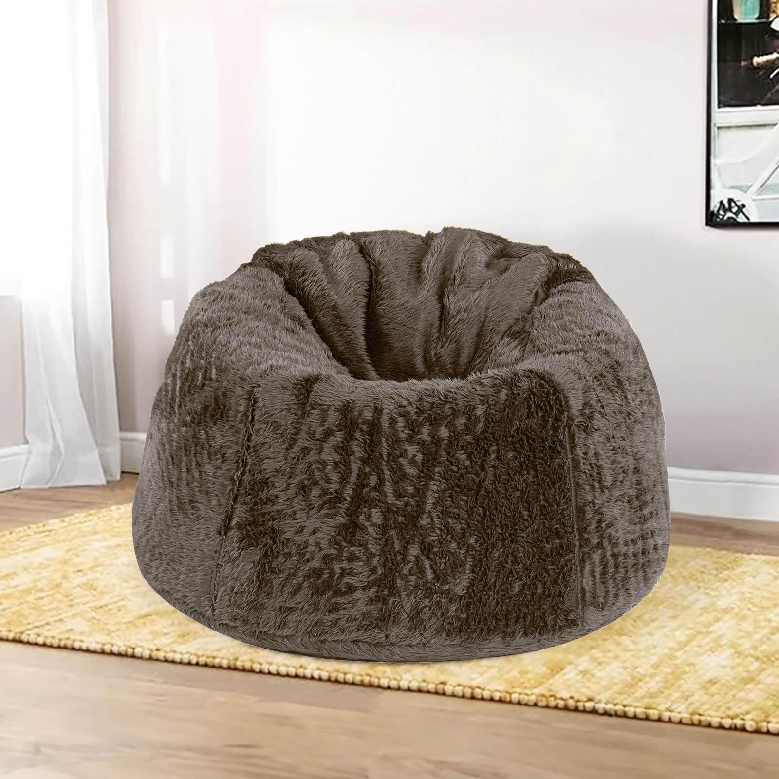 Kempes Textured Fur Bean Bag Chair - Large-furniture-sofaandseating-ottomansbeanbagsandpoufs-image-1