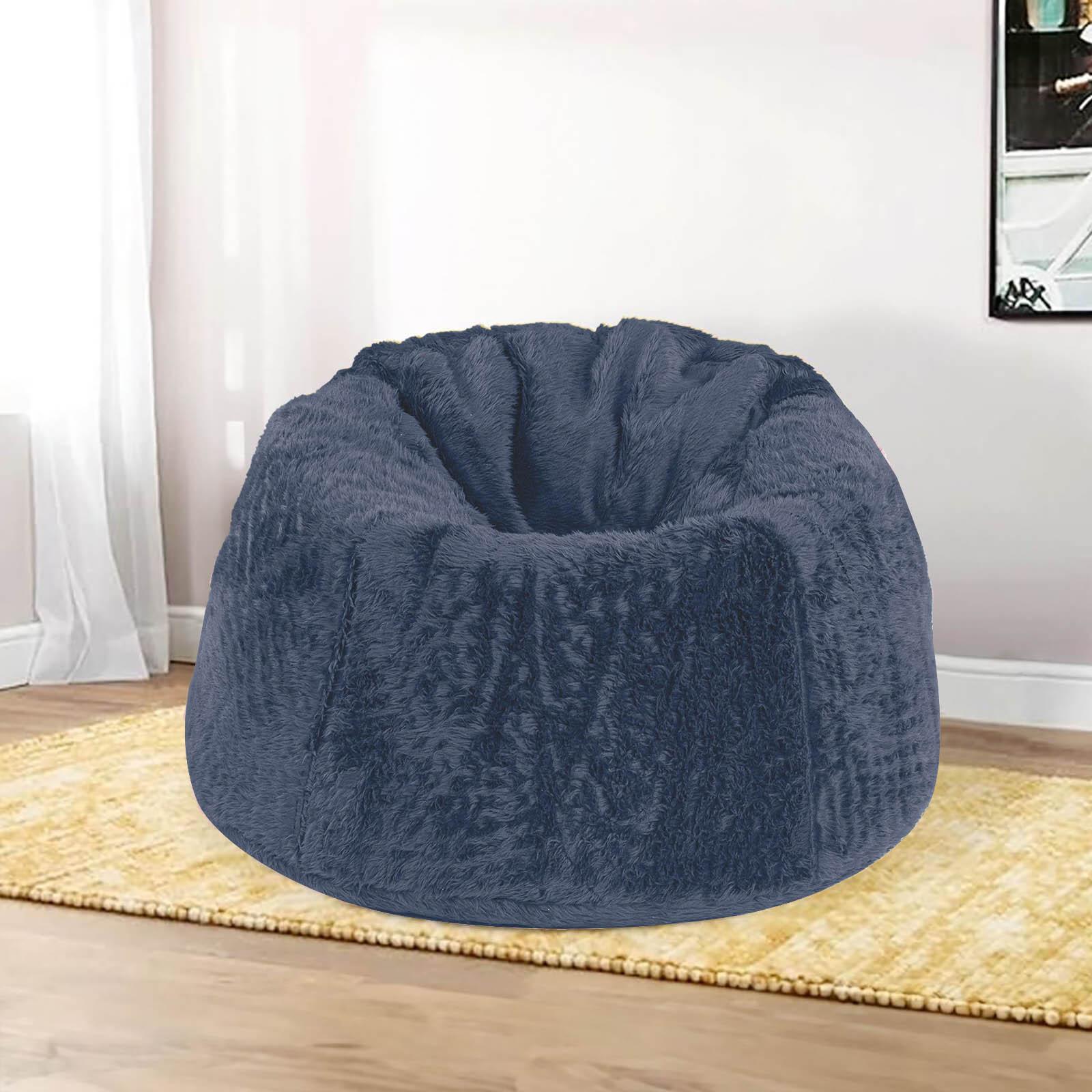 Kempes Textured Fur Bean Bag Chair - Large-furniture-sofaandseating-ottomansbeanbagsandpoufs-image-1