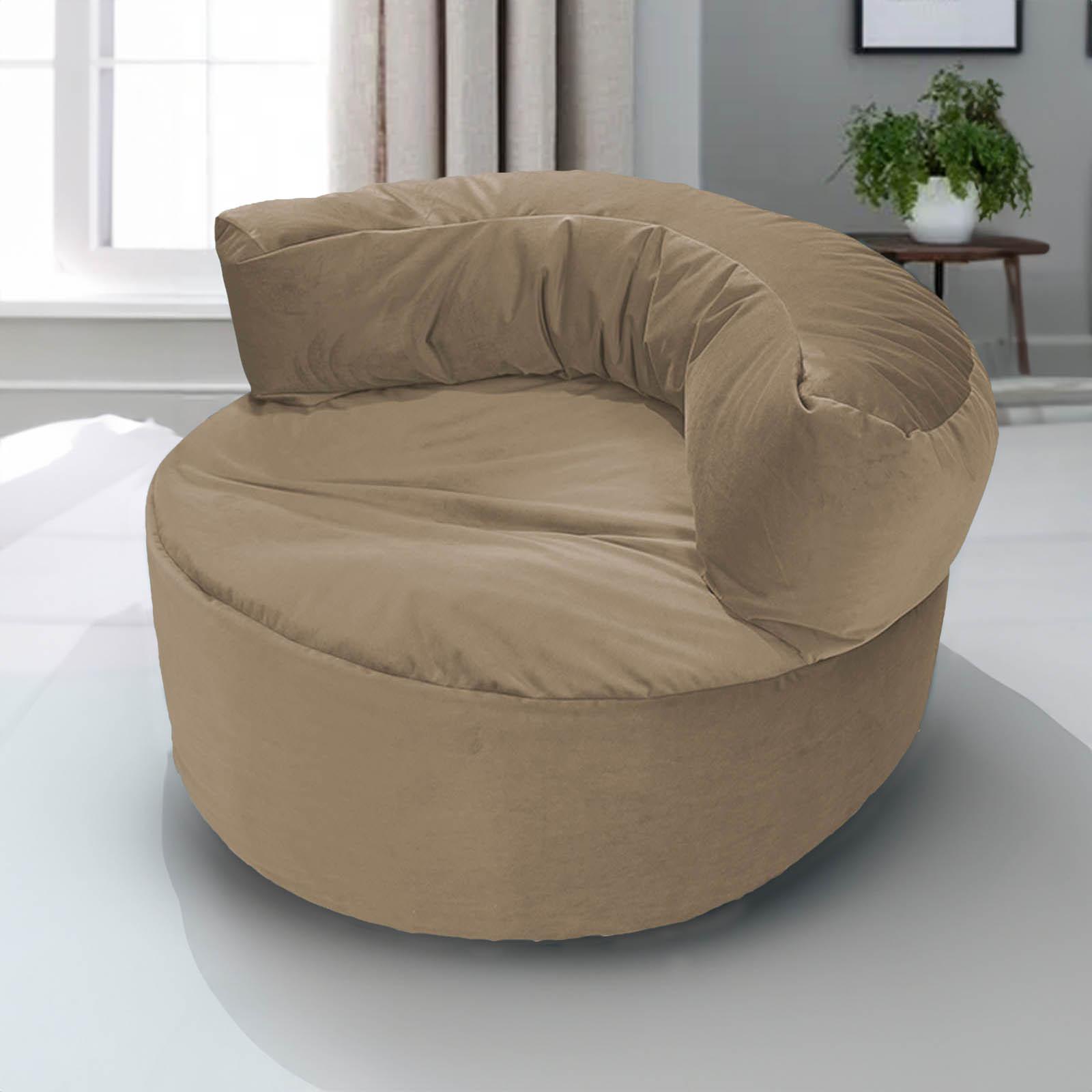 Julie Solid Velvet Bean Bag Chair - 102x70 cms-furniture-sofaandseating-ottomansbeanbagsandpoufs-image-1
