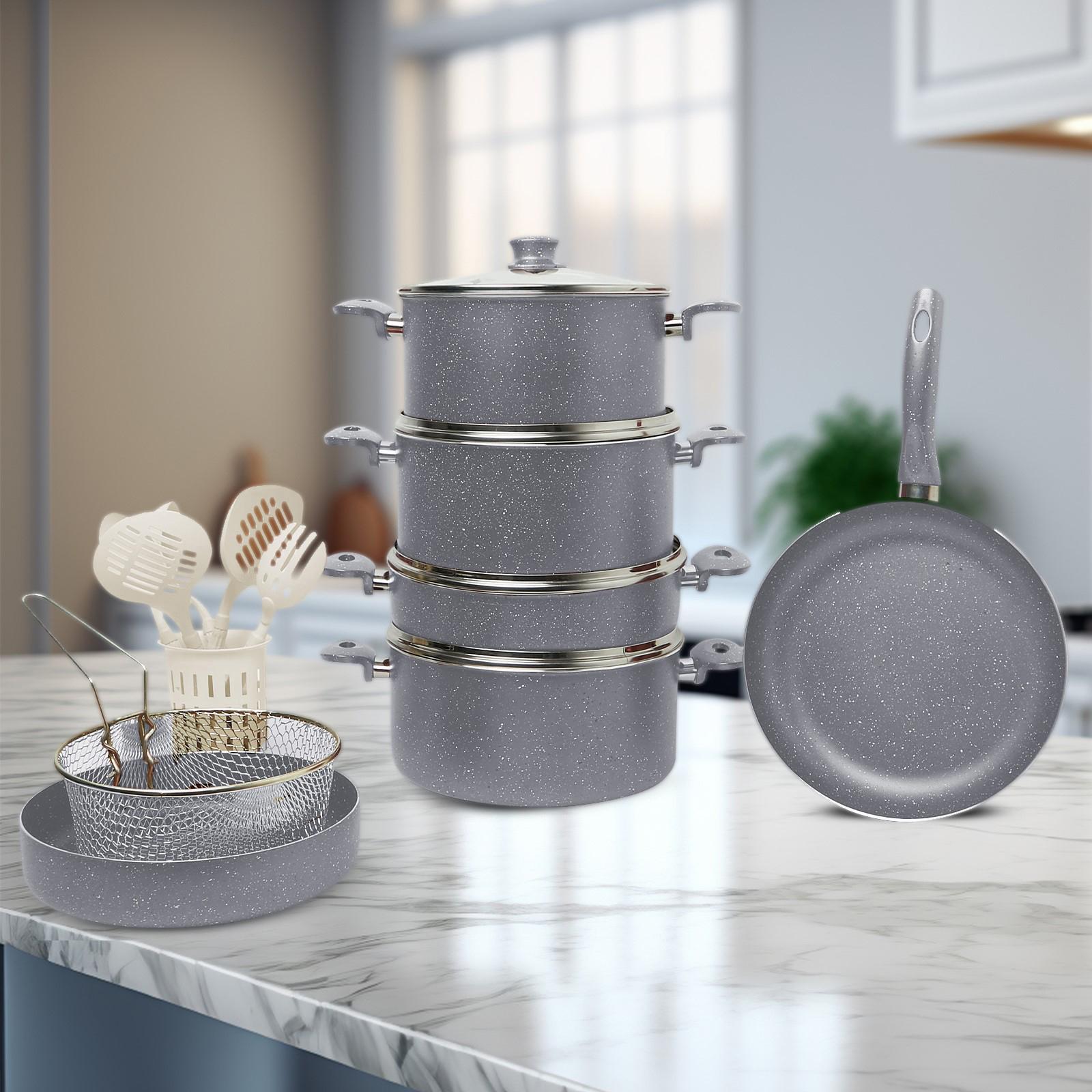 Kunzita Home Napoli 18-Piece Turkish Granite Cookware Set with Pyrex Lid-household-kitchen-cookware-cookwareandsets-image-1