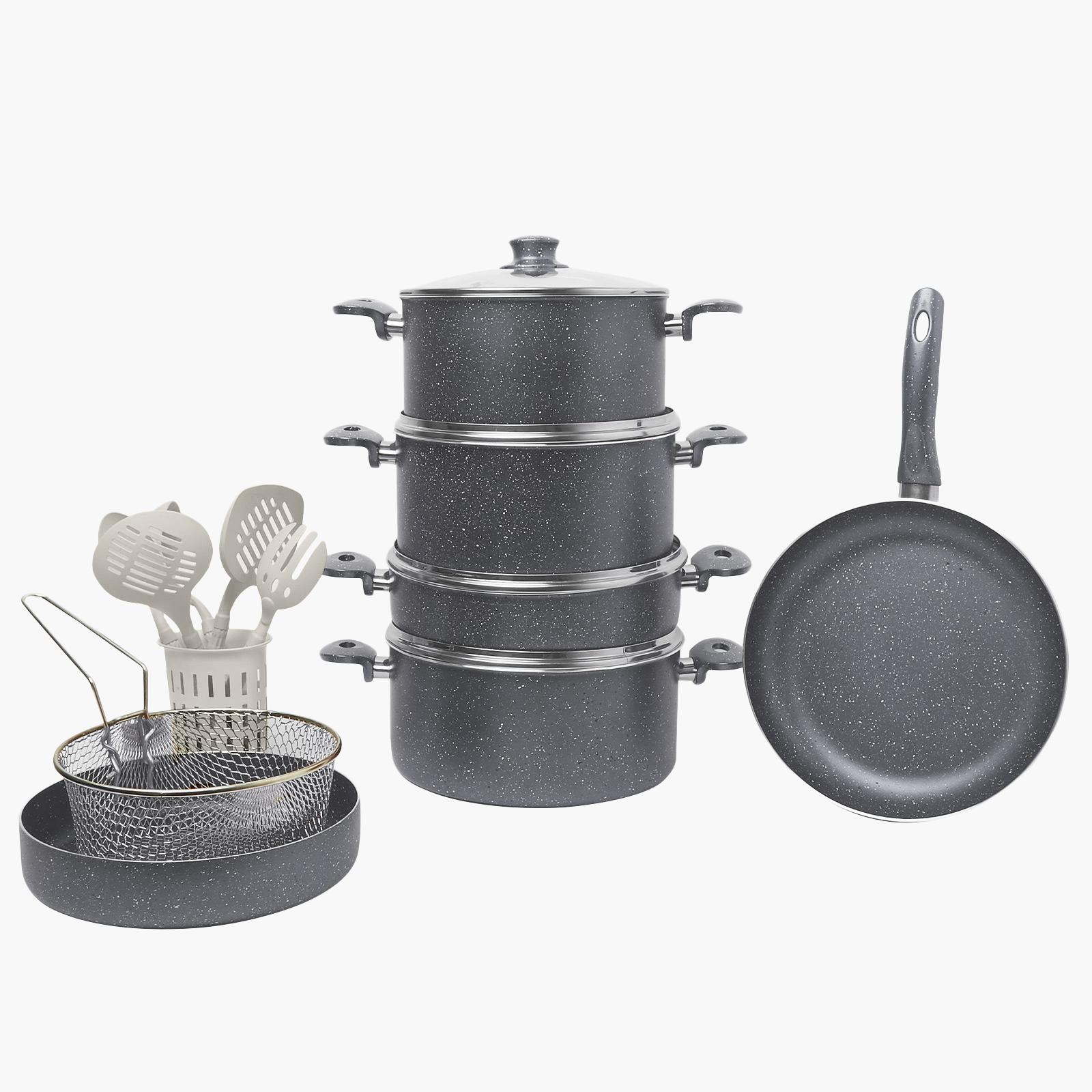 طقم أواني طهي جرانيت تركي 18 قطعة بأغطية فولاذ كونزيتا هوم نابولي من إن هاوس-household-kitchen-cookware-cookwareandsets-image-2