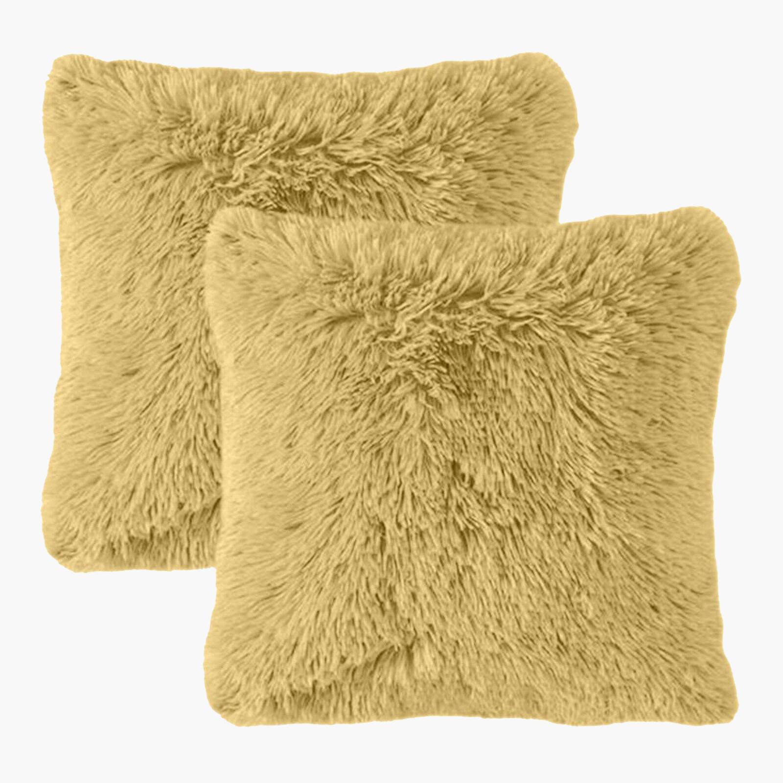 Solid 2-Piece Fur Decorative Cushion Set - 45x45 cm-household-cushionsandthrows-filledcushions-decorativecushions-image-1