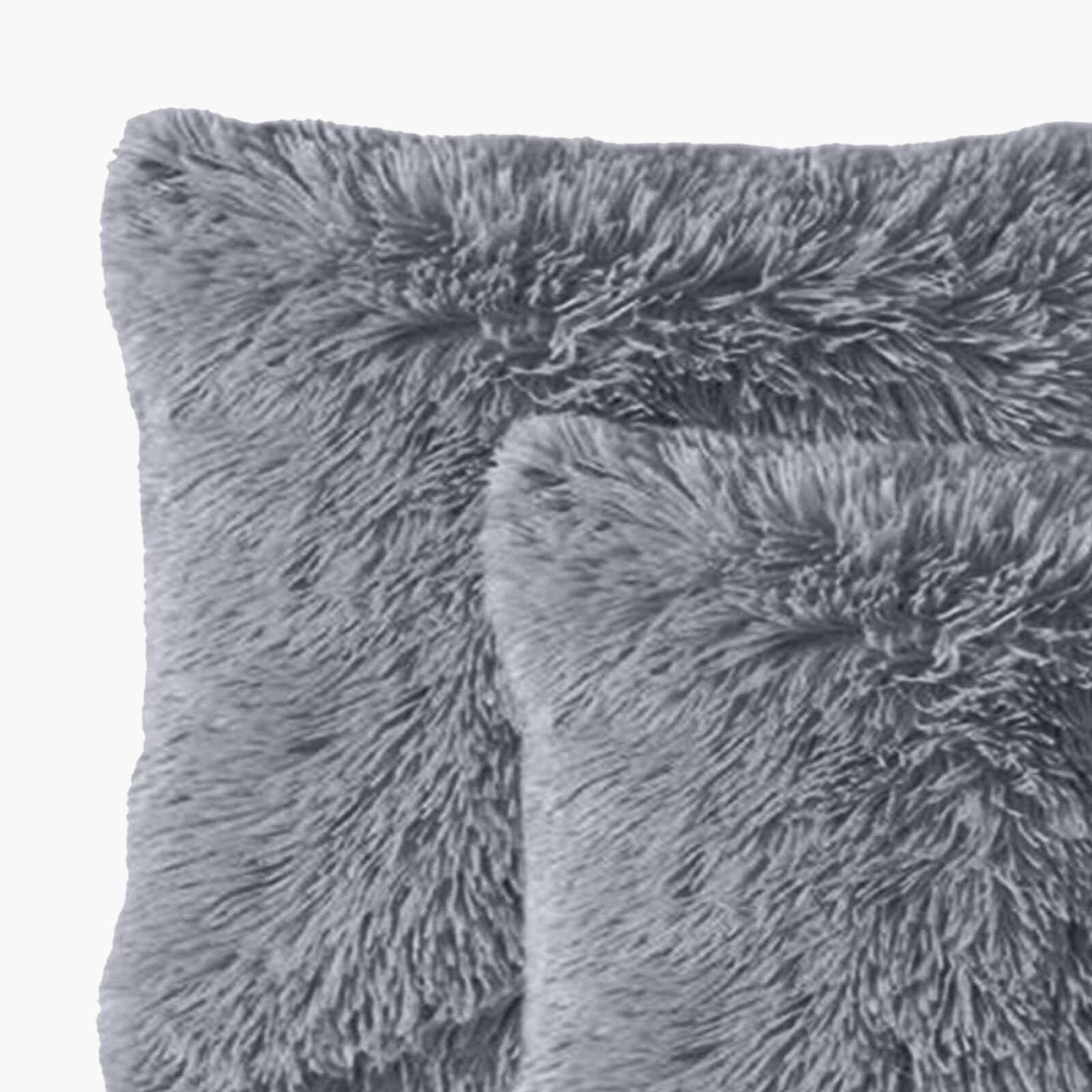 Solid 2-Piece Fur Decorative Cushion Set - 45x45 cm-household-cushionsandthrows-filledcushions-decorativecushions-image-2