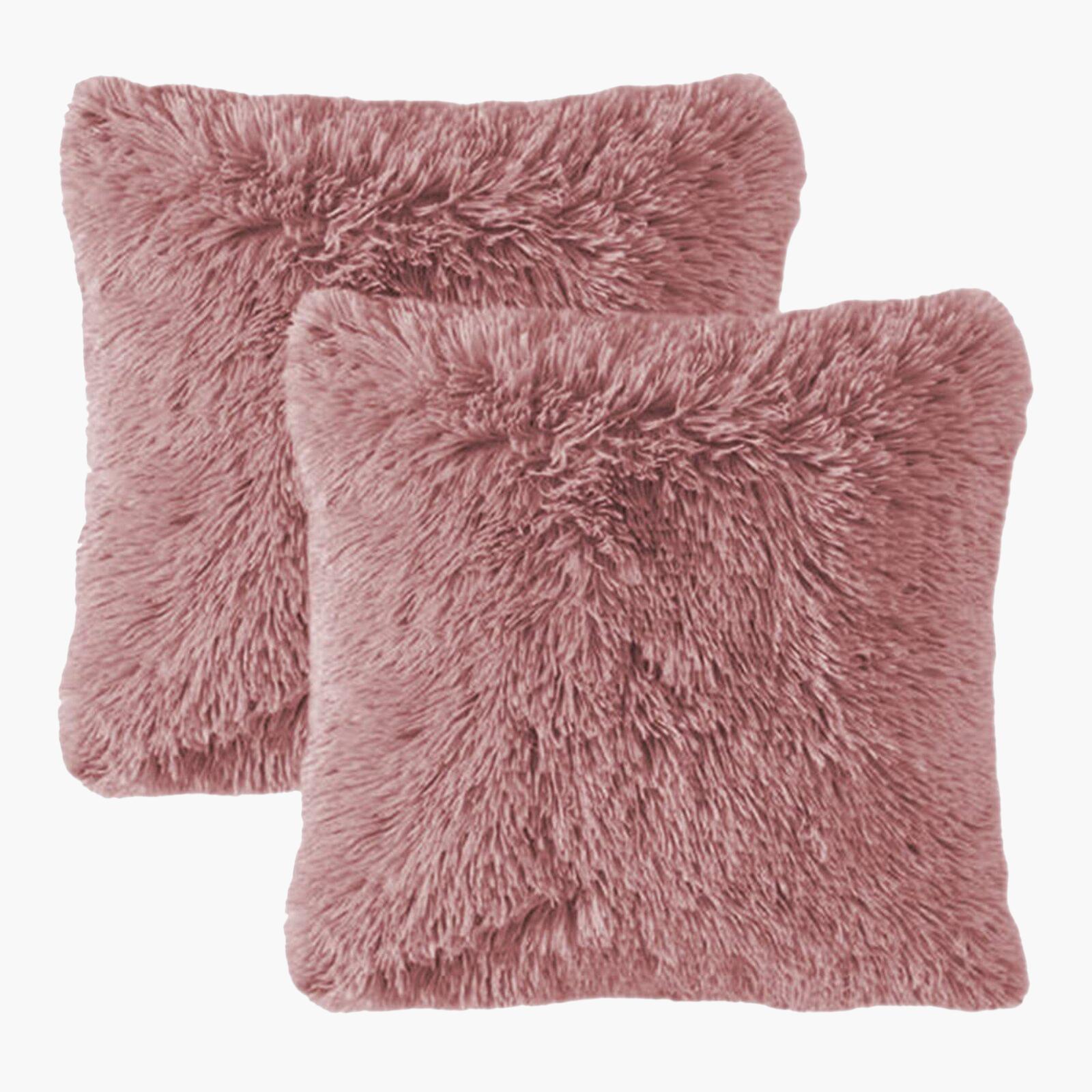 Solid 2-Piece Fur Decorative Cushion Set - 65x65 cms-household-cushionsandthrows-filledcushions-decorativecushions-image-1