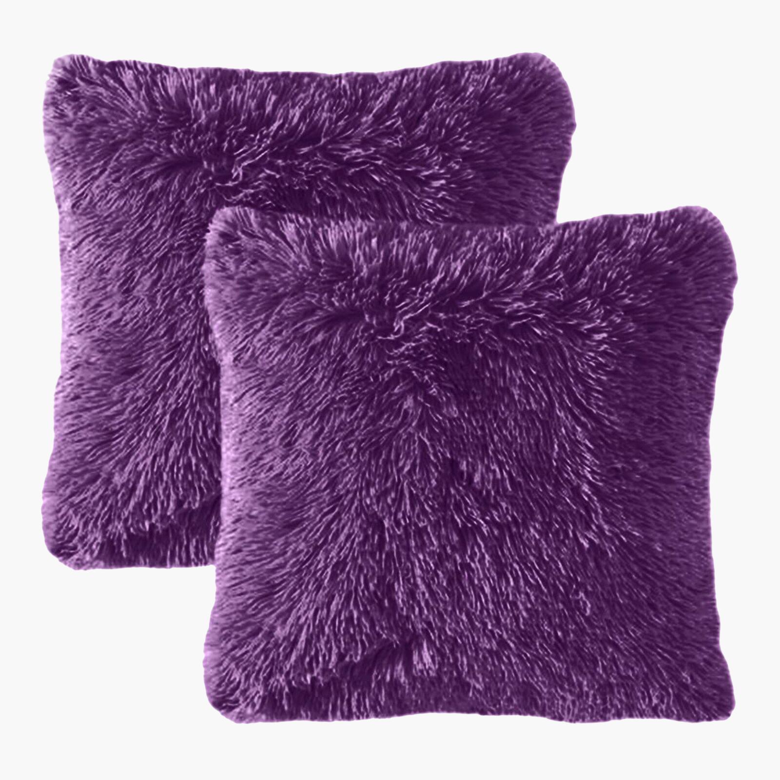 Solid 2-Piece Fur Decorative Cushion Set - 65x65 cms-household-cushionsandthrows-filledcushions-decorativecushions-image-1