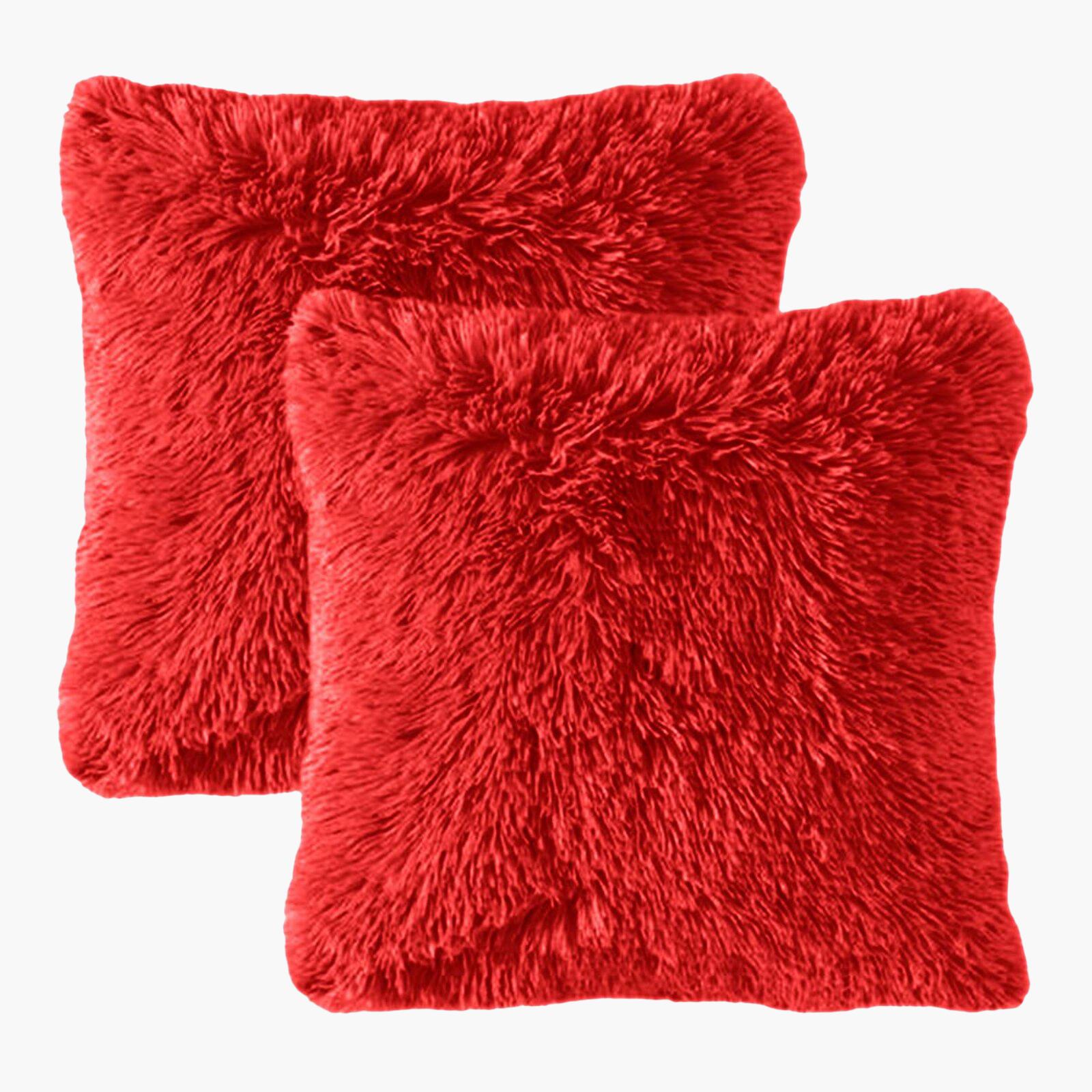 Solid 2-Piece Fur Decorative Cushion Set - 65x65 cms-household-cushionsandthrows-filledcushions-decorativecushions-image-1