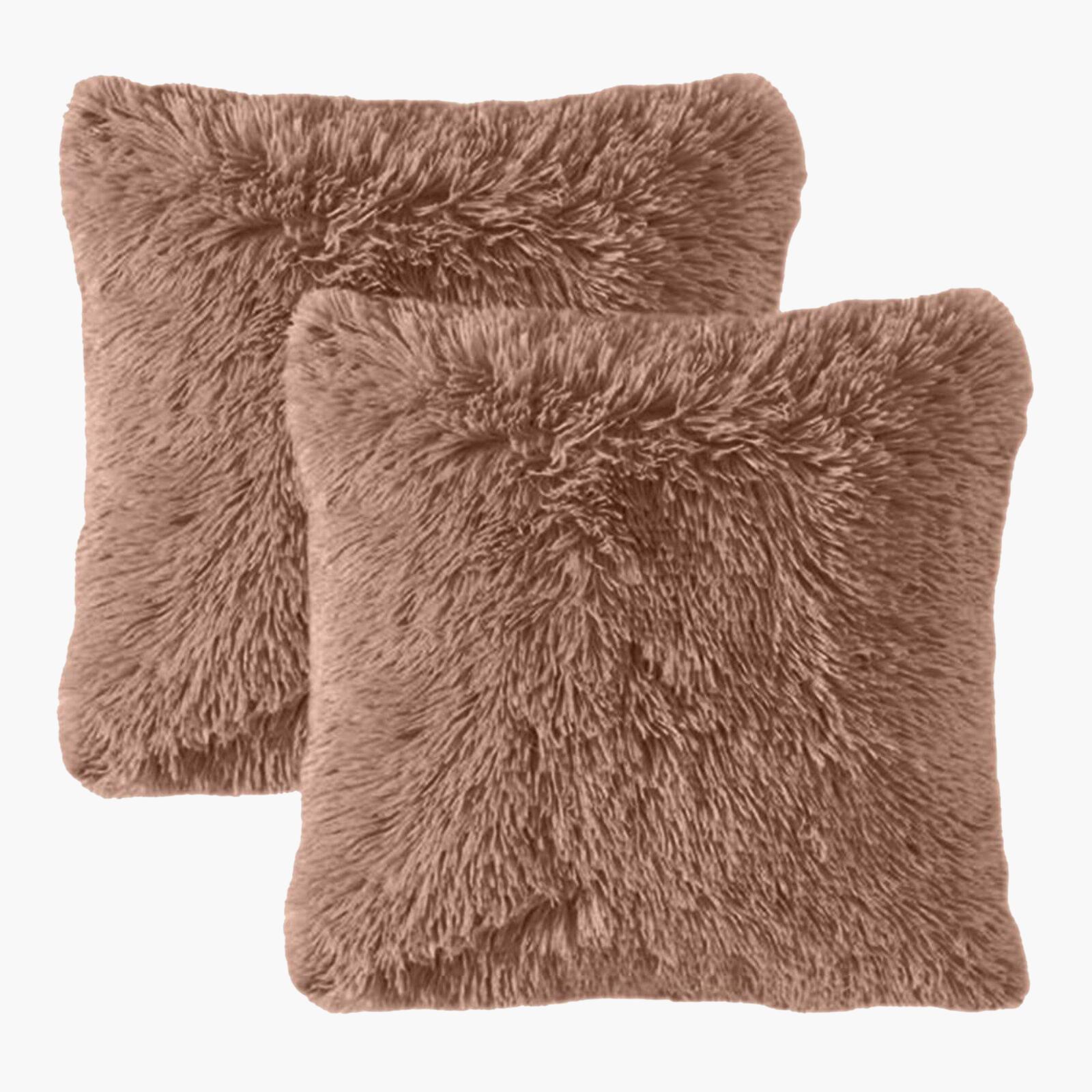 Decorative 2-Piece Faux Fur Filled Cushion Set - 65x65 cms-household-cushionsandthrows-filledcushions-decorativecushions-image-1