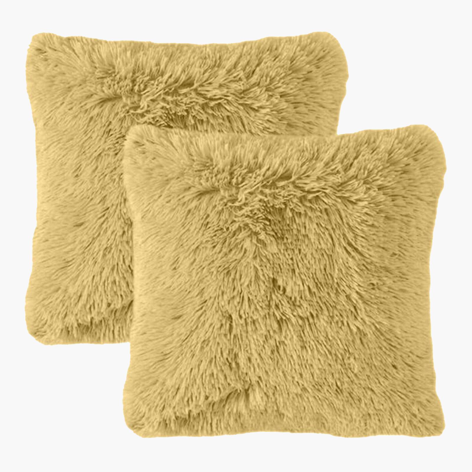 Solid 2-Piece Fur Decorative Cushion Set - 65x65 cms-household-cushionsandthrows-filledcushions-decorativecushions-image-1