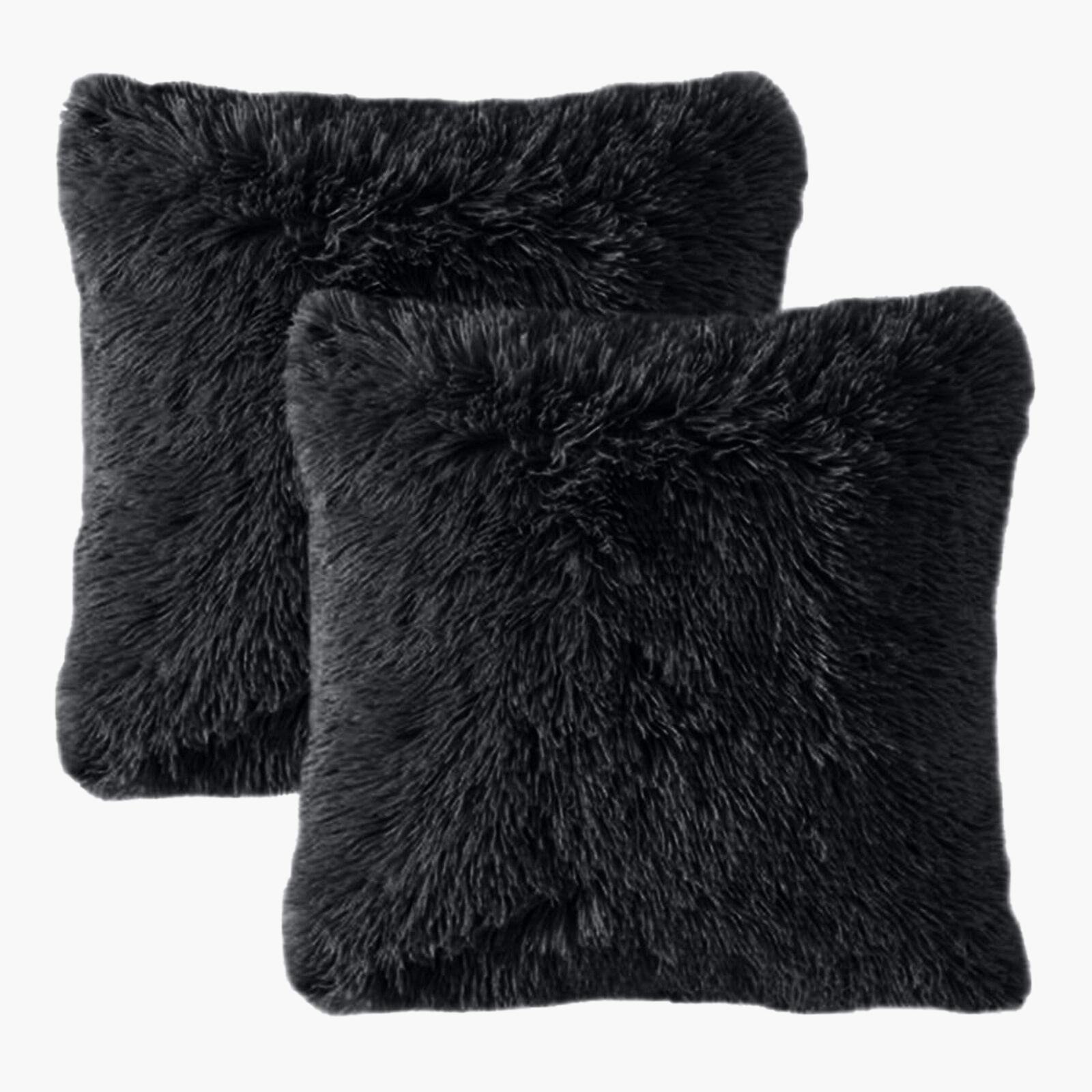 Decorative 2-Piece Faux Fur Filled Cushion Set - 65x65 cms-household-cushionsandthrows-filledcushions-decorativecushions-image-1