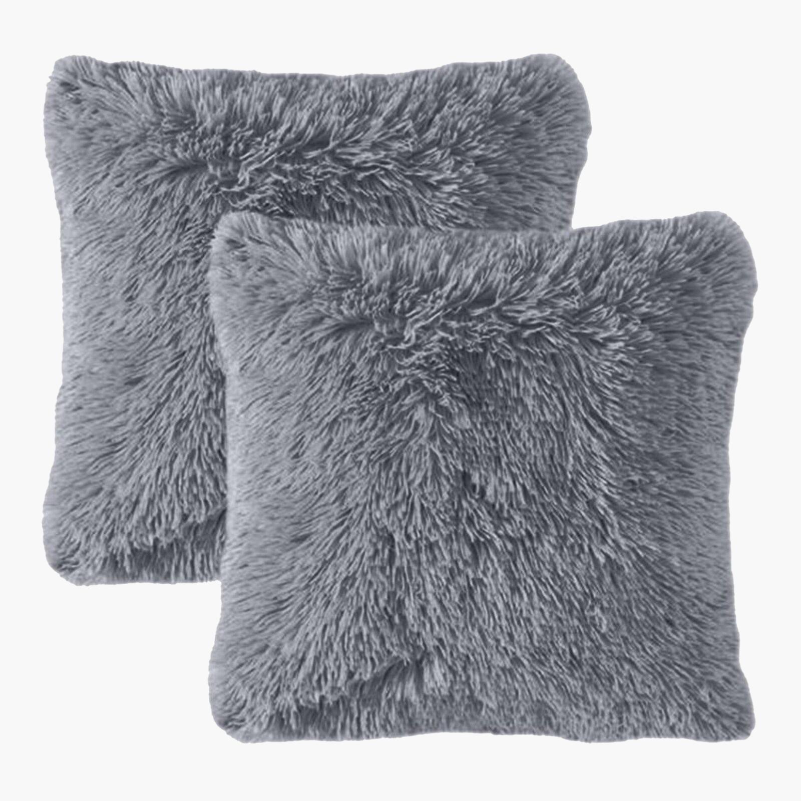 Decorative 2-Piece Faux Fur Filled Cushion Set - 65x65 cms-household-cushionsandthrows-filledcushions-decorativecushions-image-1
