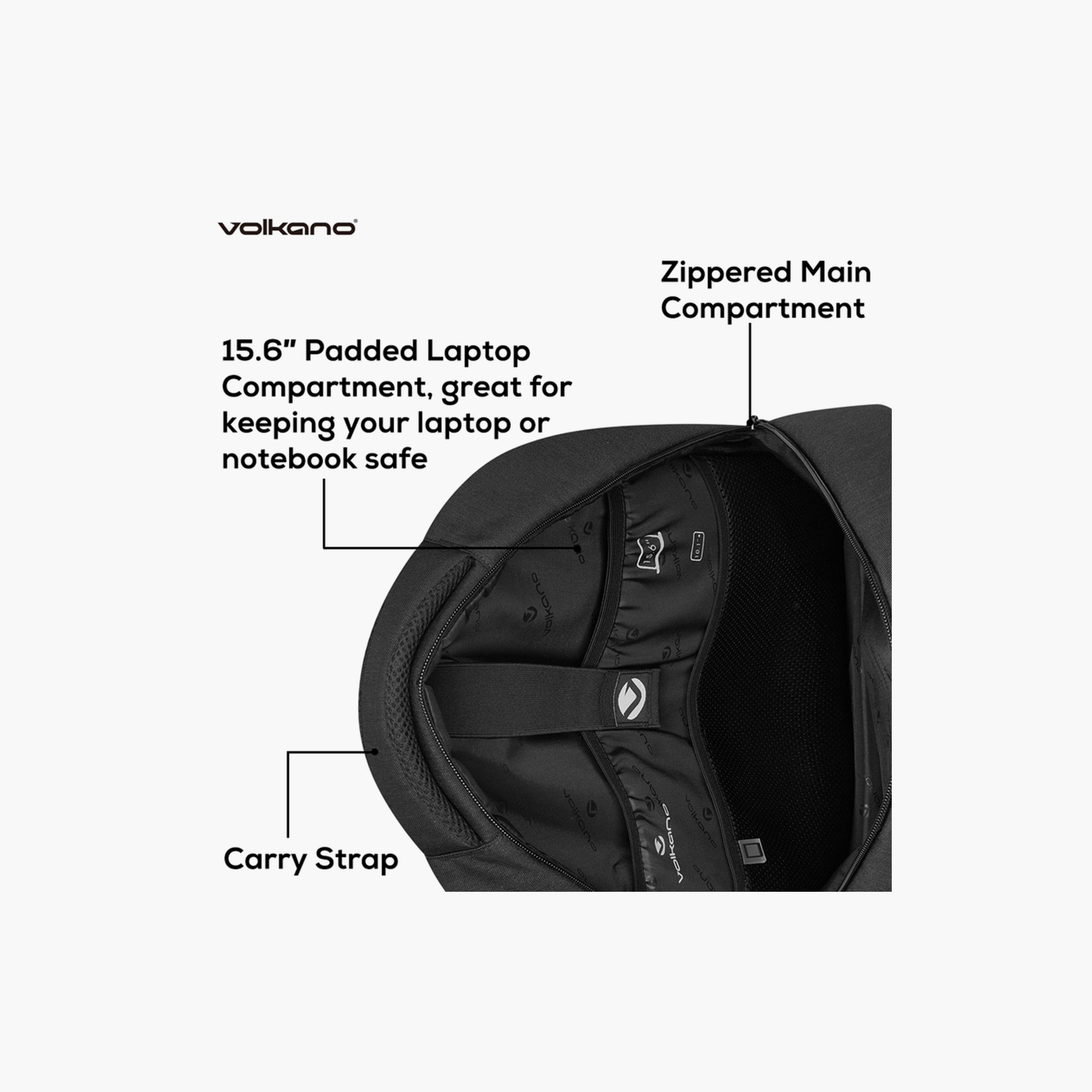 Volkano 15.6 Inches Laptop Bags Polyester Adjustable Shoulder Straps | VK-9176-BK-women-bagsandwallets-backpacks-image-3