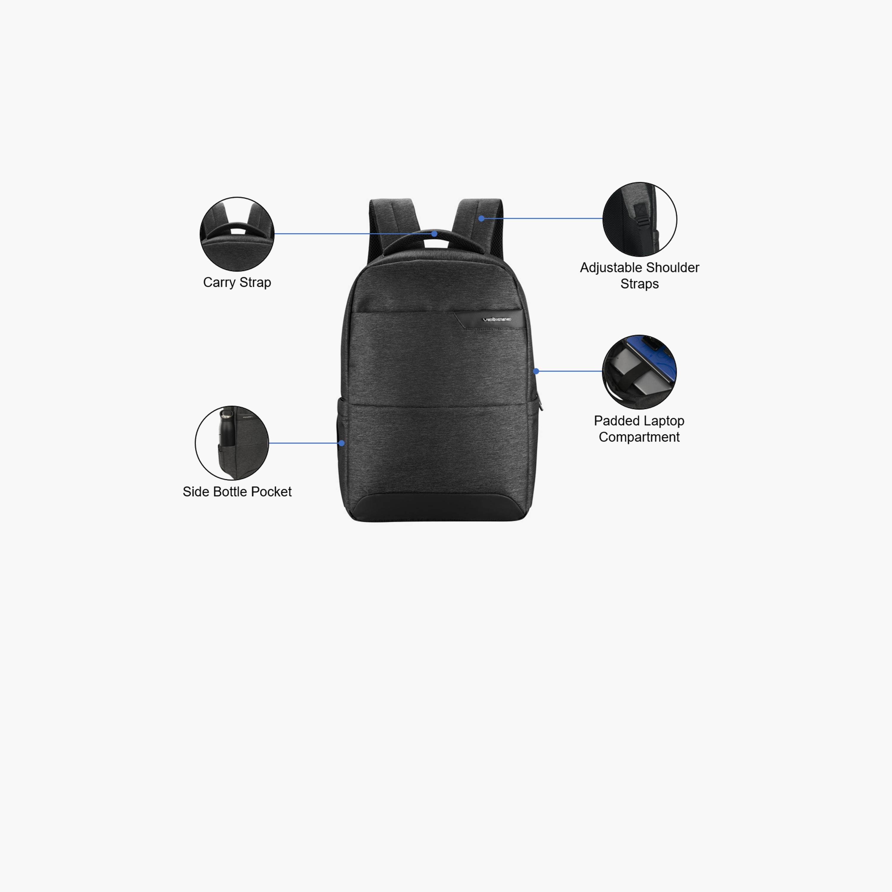 Volkano 15.6 Inches Laptop Bags Polyester Adjustable Shoulder Straps | VK-7113-BK-school-bagsandbackpacks-backpacks-image-2