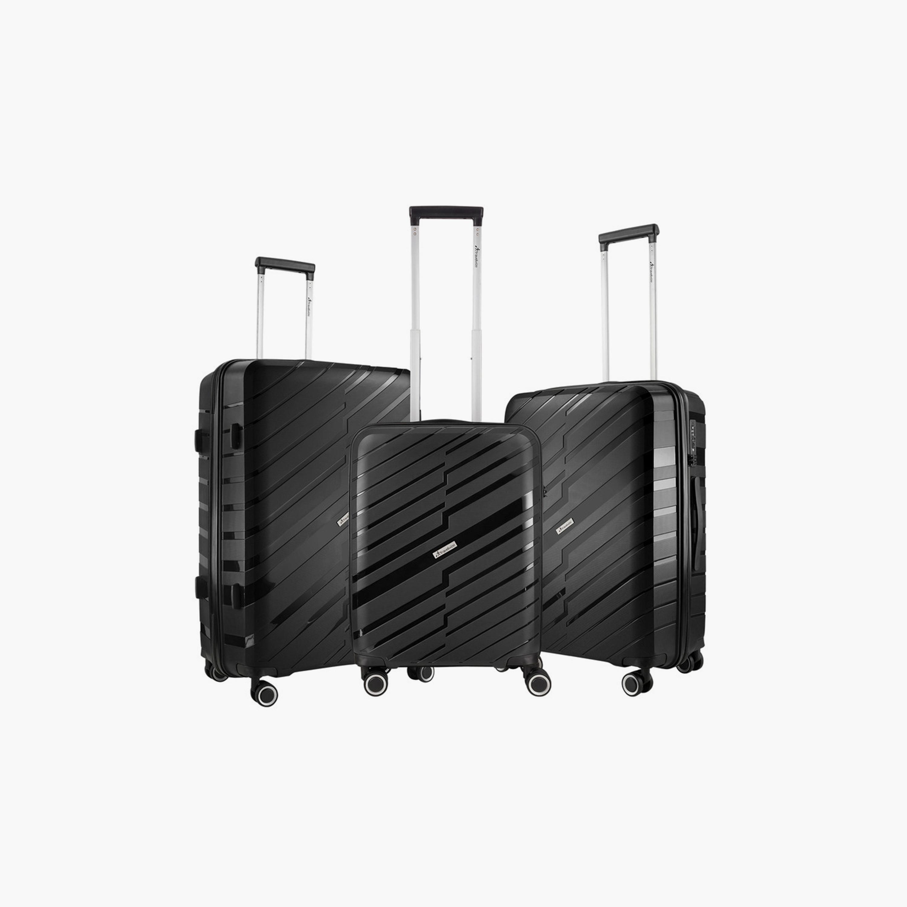 Travelwize Java Set of 3 Polypropylene Hard Sided 4-Wheeler Spinner Trolley Bag with TSA Lock | TW-1093-BK-travel-luggagesandbags-luggage-image-1