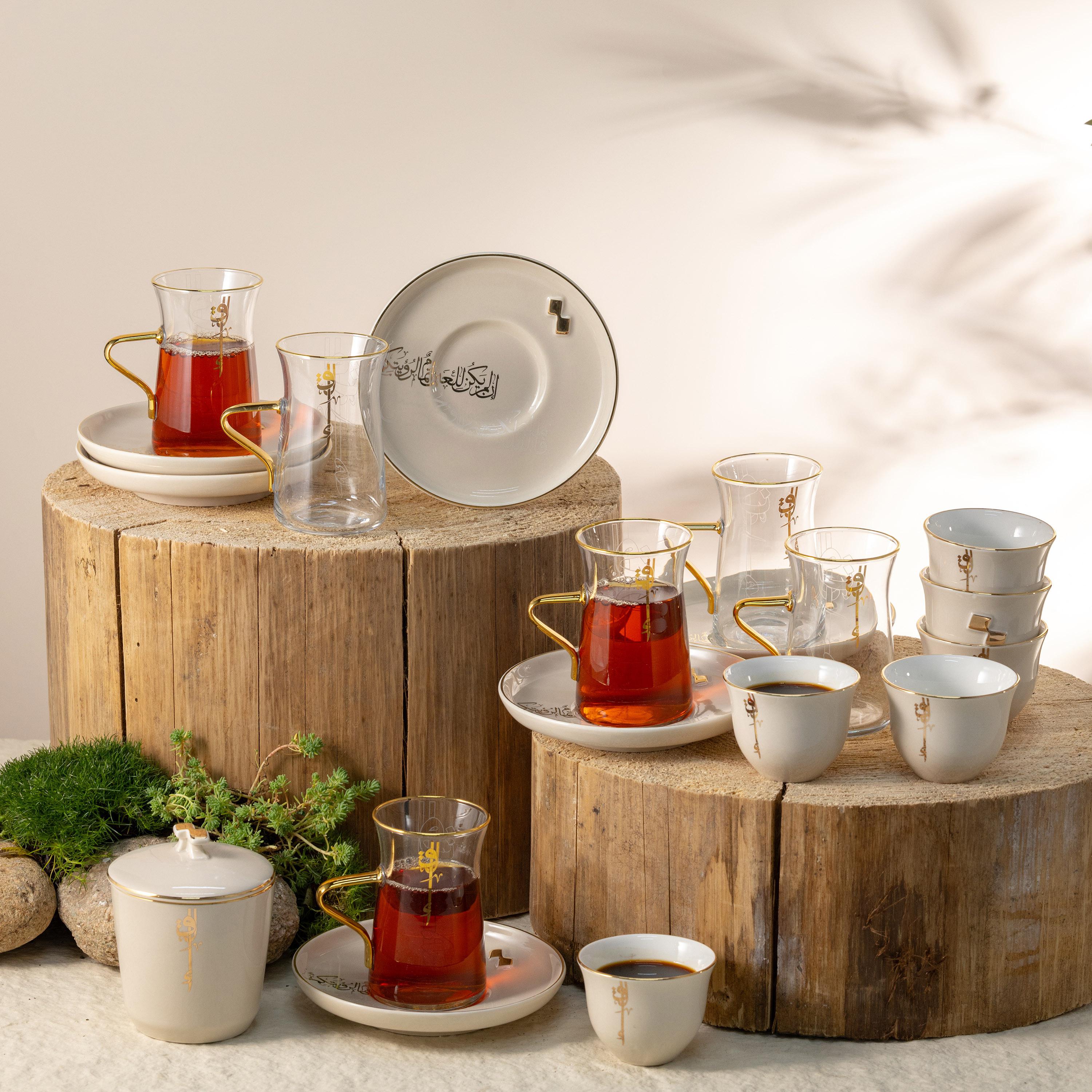 طقم فناجين شاي وصحون 19 قطعة لقاء من أوتانتيك-household-dining-teaandcoffee-teaandcoffeesets-image-1