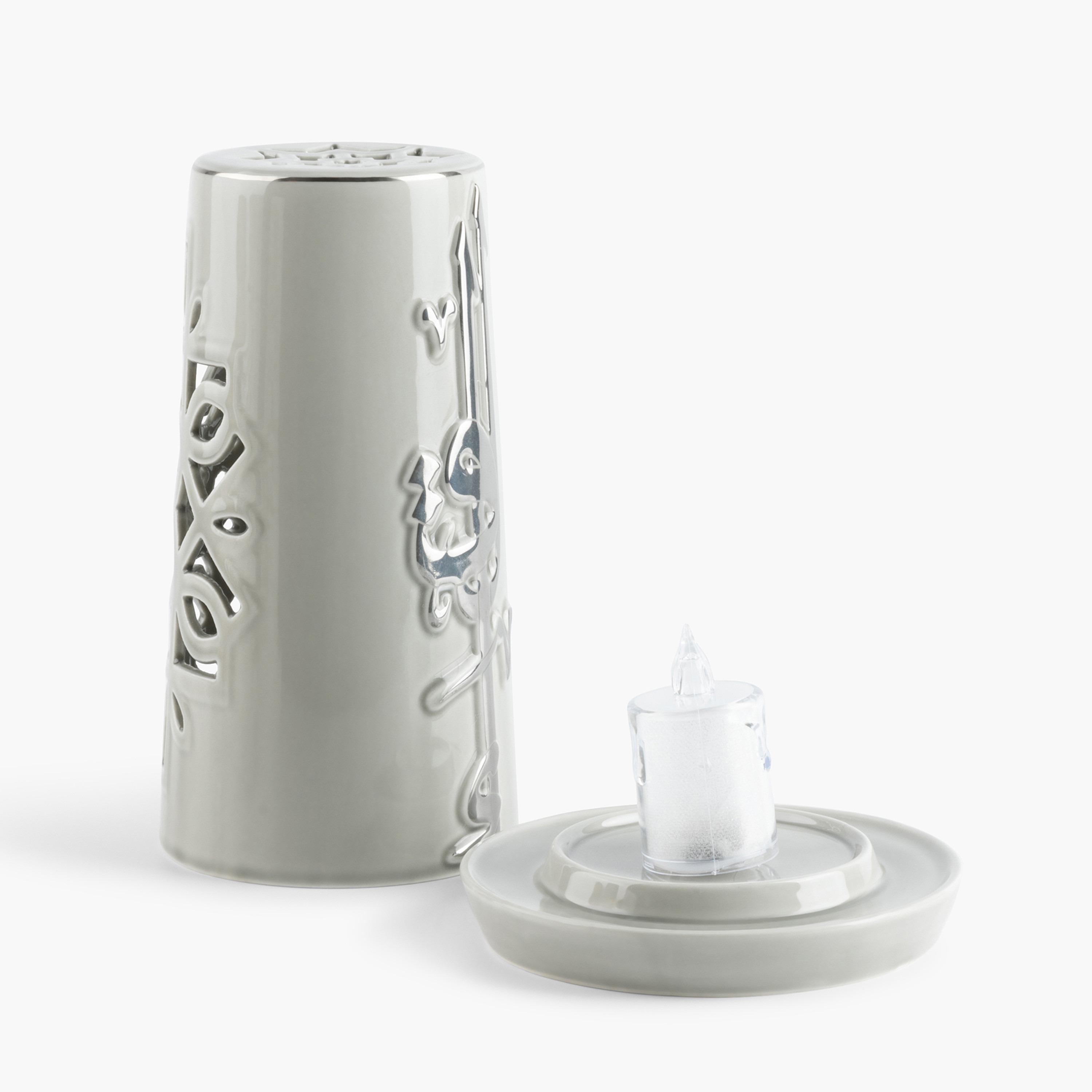 طقم حامل شموع بورسلان وشمعة إلكترونية لقاء من أوتانتيك - 20 سم-household-homefragrance-candles-image-4