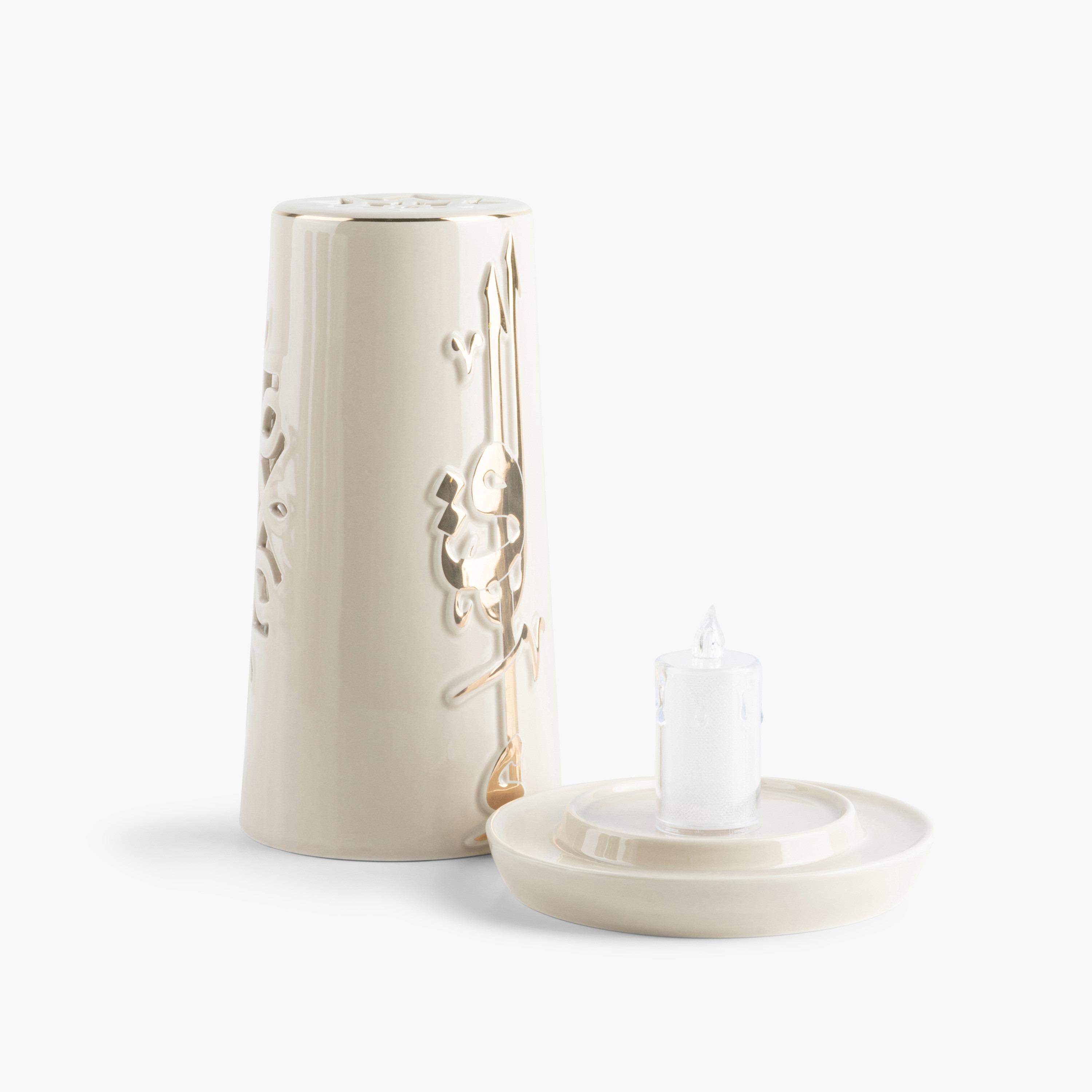 طقم حامل شموع بورسلان وشمعة إلكترونية لقاء من أوتانتيك-household-homefragrance-candles-image-4
