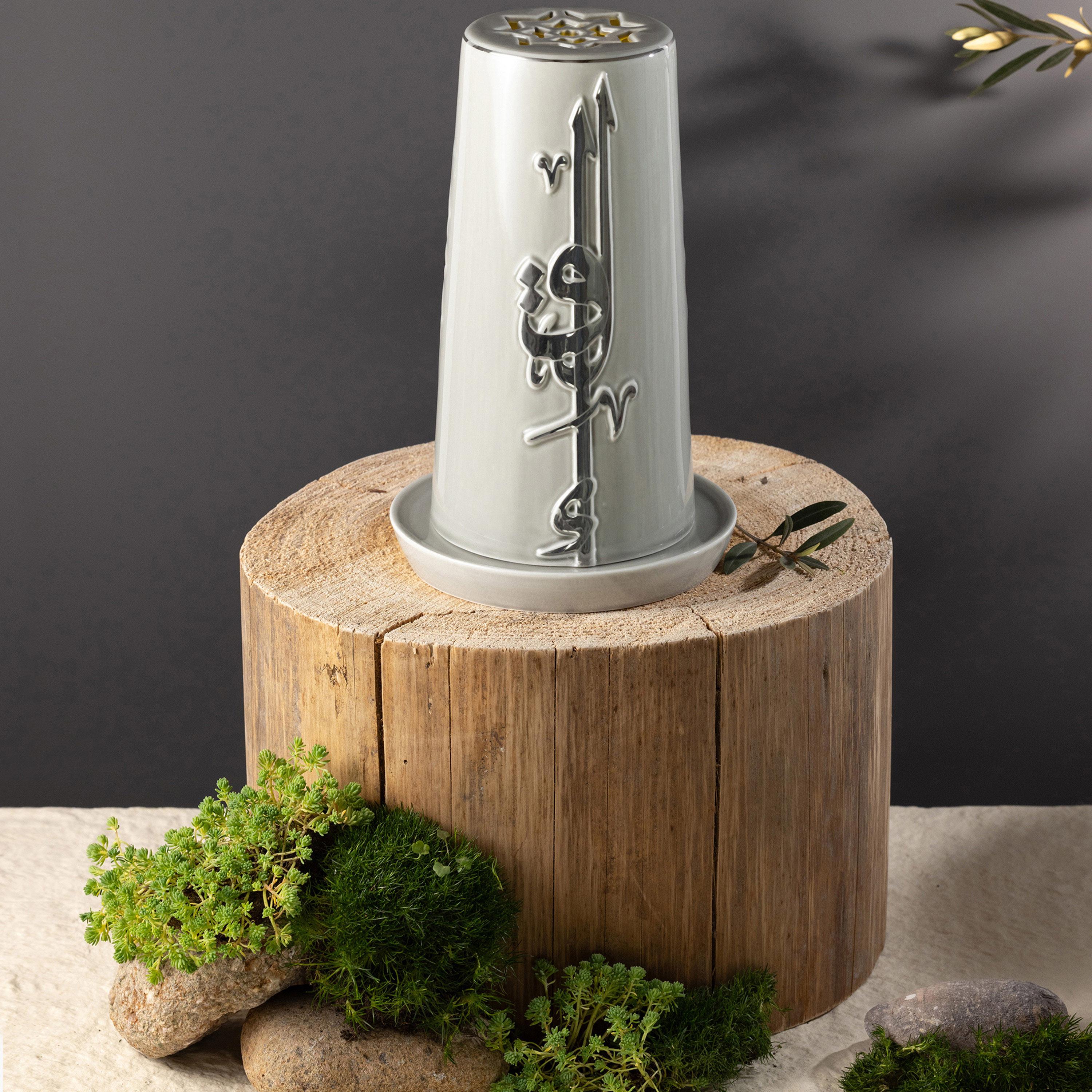 طقم شمعة إلكترونية وحامل بورسلان لقآ من أوتانتيك - 23 سم-household-homefragrance-candles-image-2