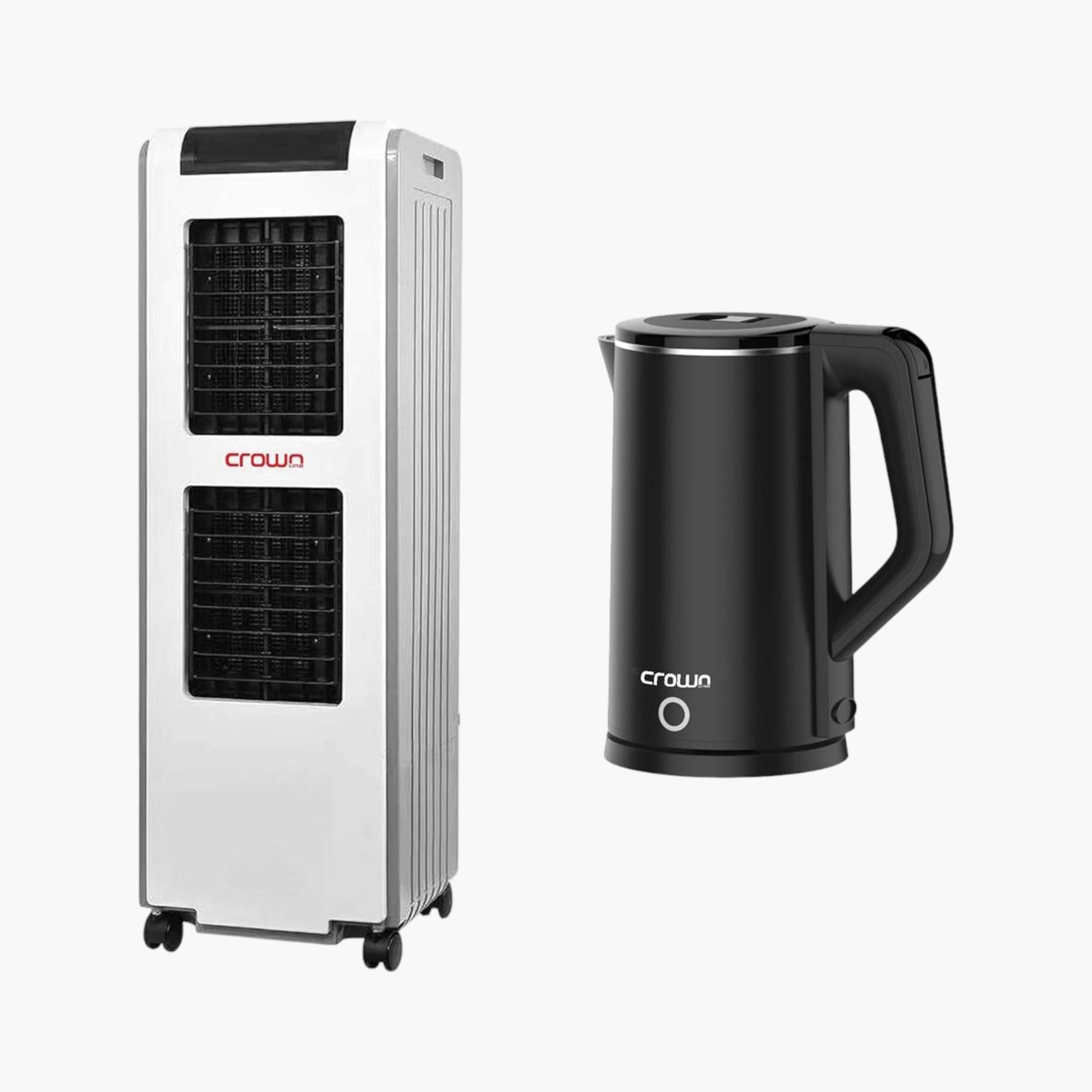 Crownline AC-225 Air Cooler and KT-394 Electric Kettle Set