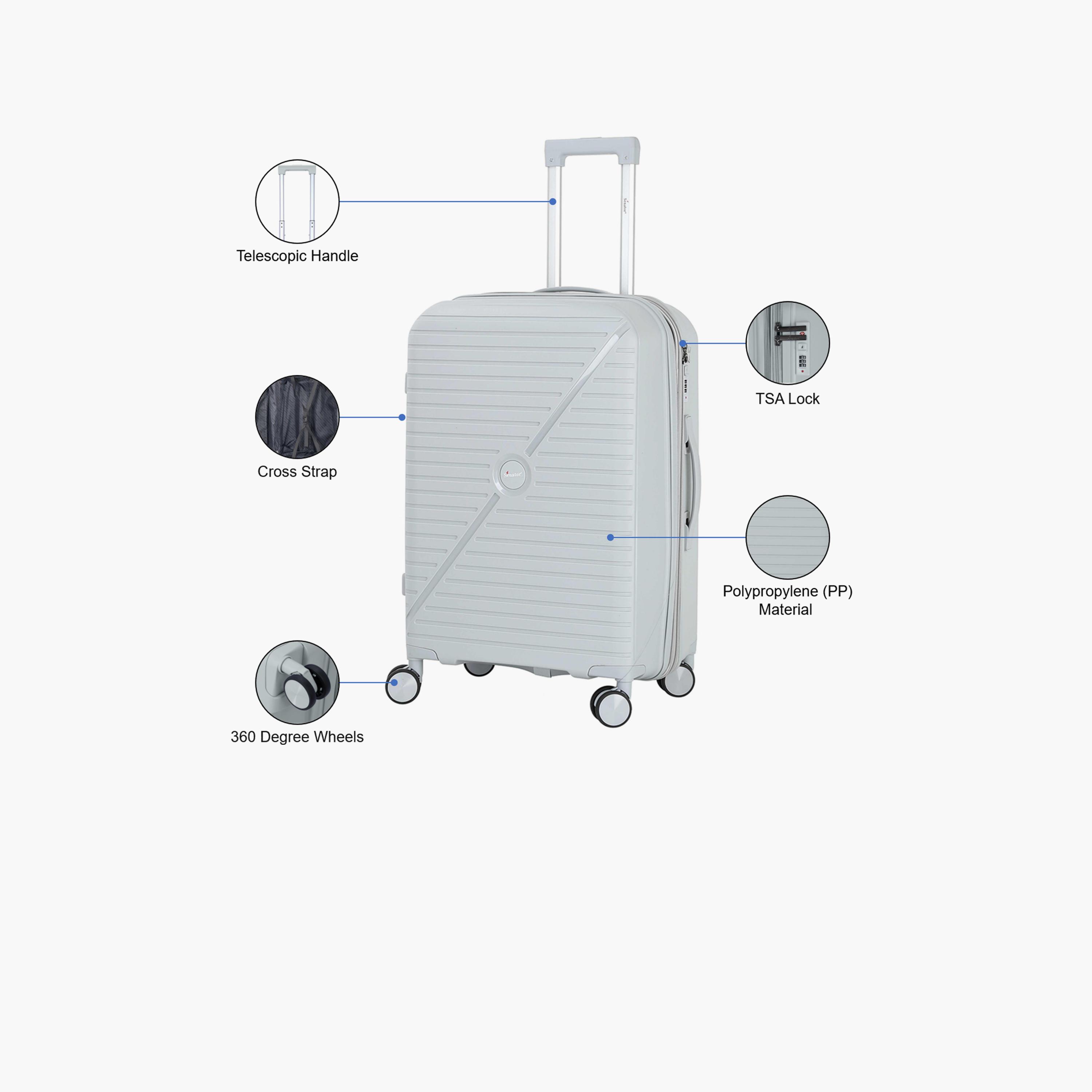 Senator 65 CM Medium Check-in Polypropylene Hard Sided 4-Wheeler Spinner Trolley Bag with TSA Lock | KH1006-24-travel-luggagesandbags-luggage-image-3