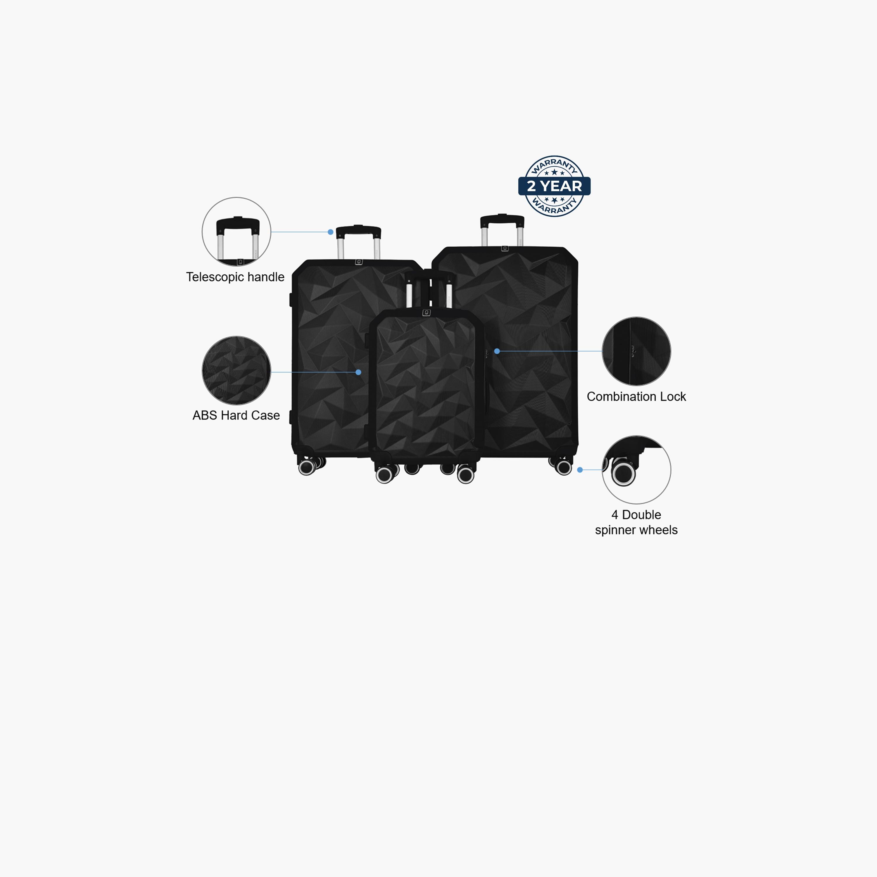 Para John Set of 3 ABS Hard Sided 4-Wheeler Spinner Trolley Bag with Combination Lock-travel-luggagesandbags-luggage-image-2