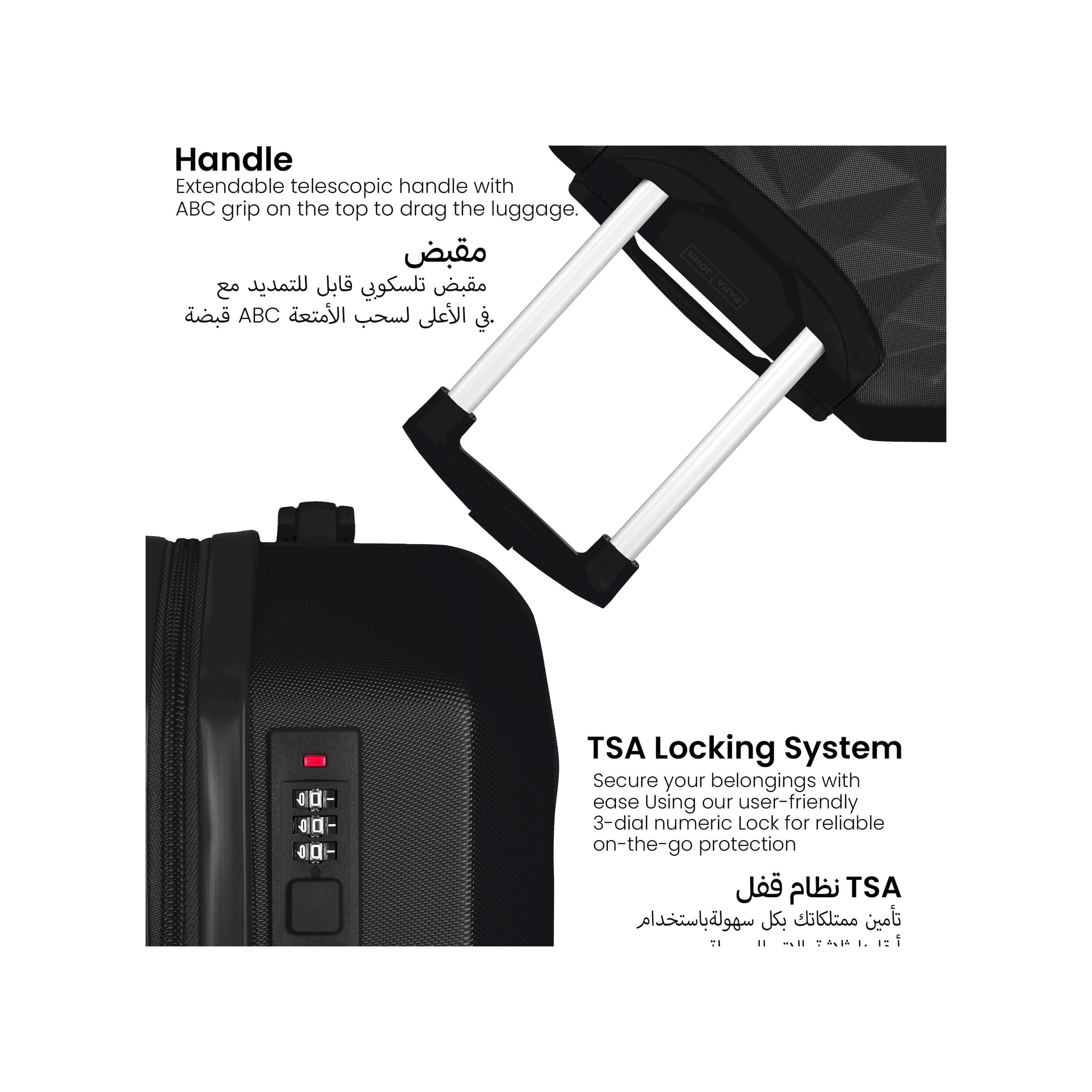 Para John Set of 3 ABS Hard Sided 4-Wheeler Spinner Trolley Bag with Combination Lock-travel-luggagesandbags-luggage-image-4