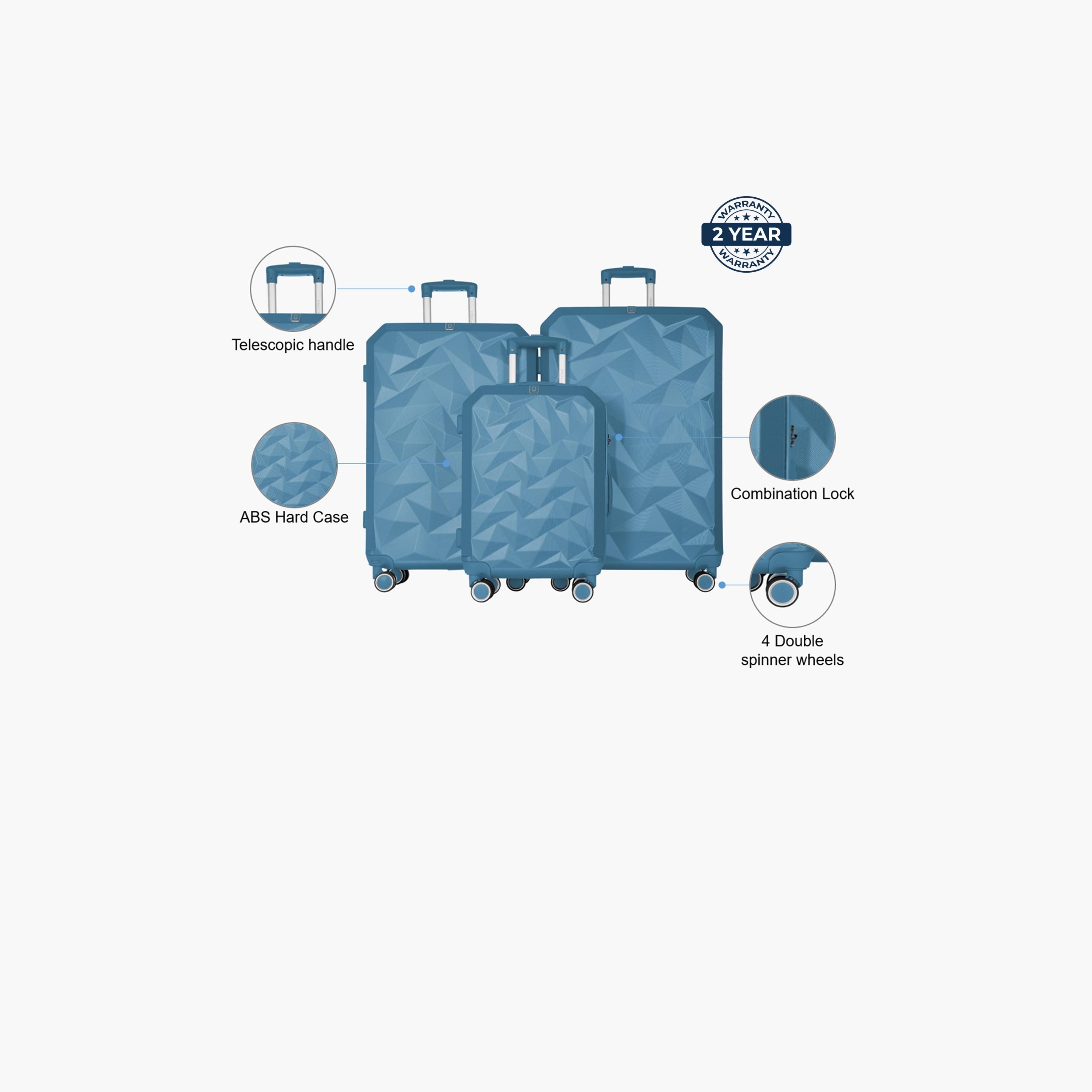 Para John Set of 3 ABS Hard Sided 4-Wheeler Spinner Trolley Bag with Combination Lock-travel-luggagesandbags-luggage-image-2