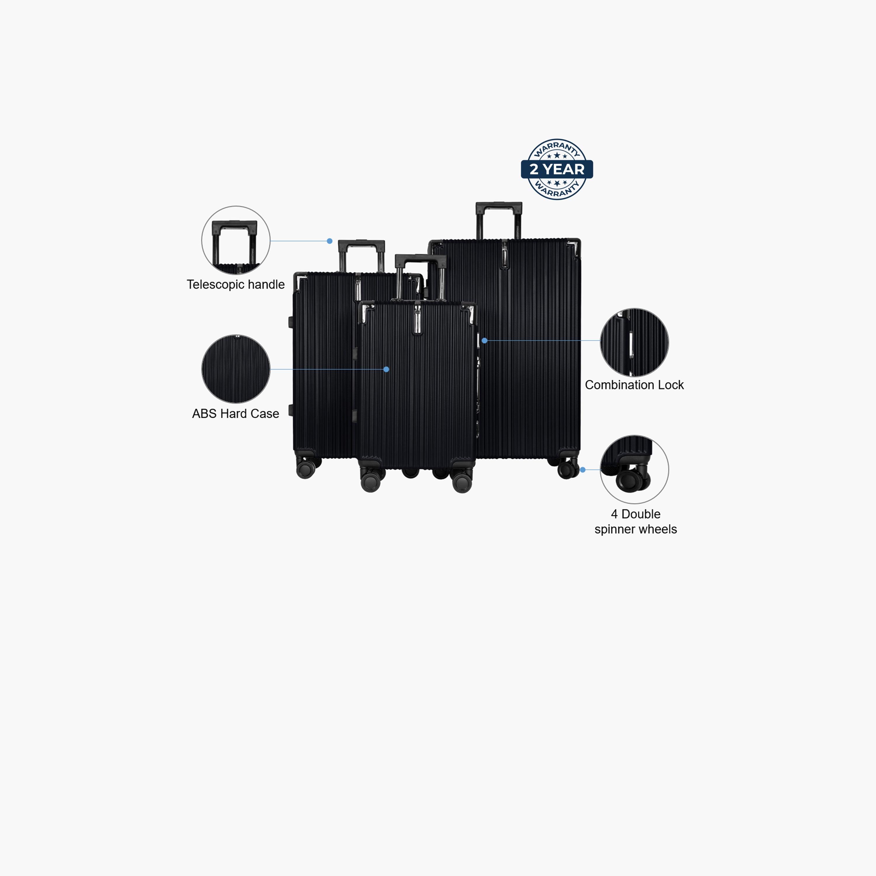 Para John Set of 3 ABS Hard Sided 4-Wheeler Spinner Trolley Bag with Combination Lock-travel-luggagesandbags-luggage-image-2