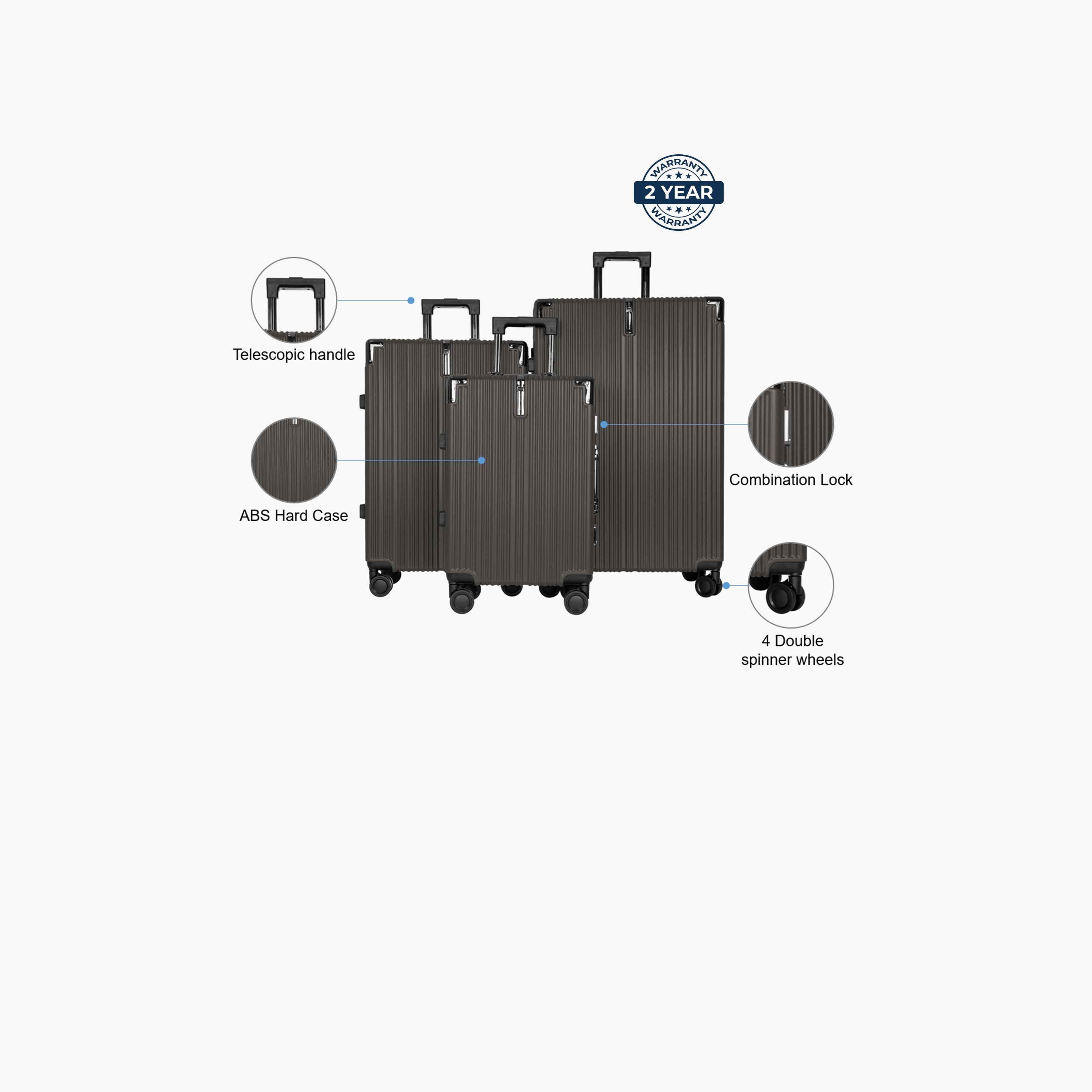 Para John Set of 3 ABS Hard Sided 4-Wheeler Spinner Trolley Bag with Combination Lock-travel-luggagesandbags-luggage-image-8