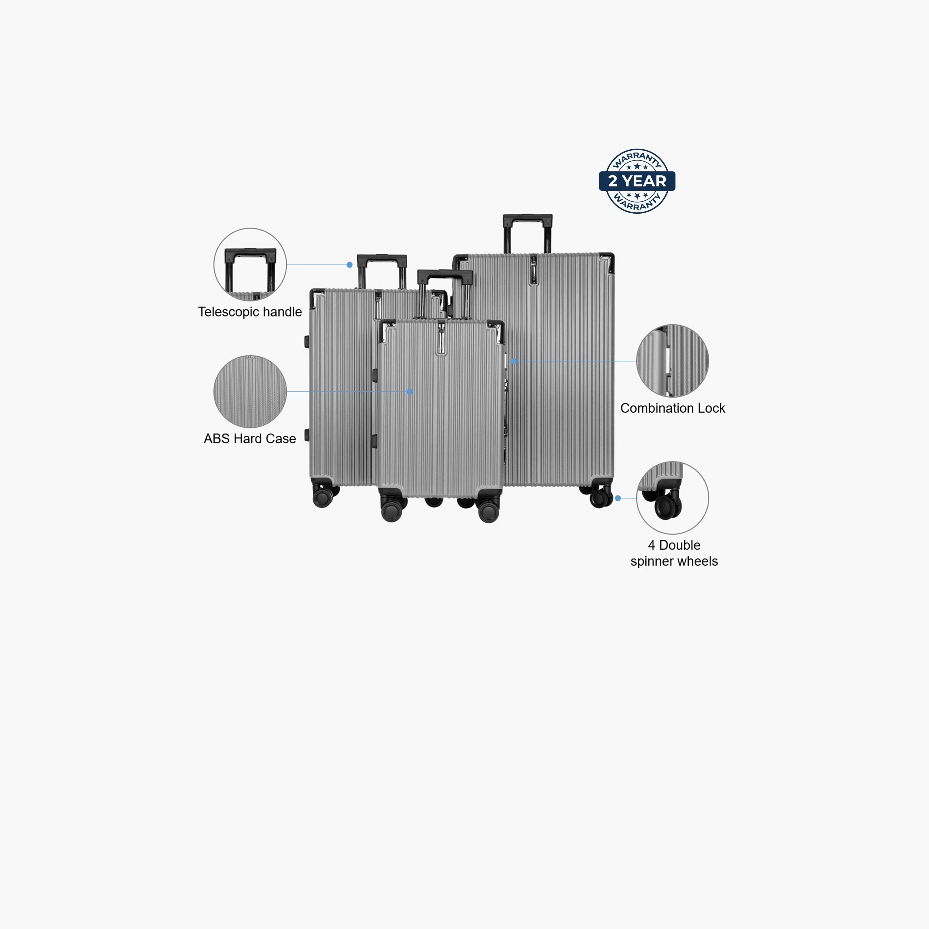 Para John Set of 3 ABS Hard Sided 4-Wheeler Spinner Trolley Bag with Combination Lock-travel-luggagesandbags-luggage-image-14