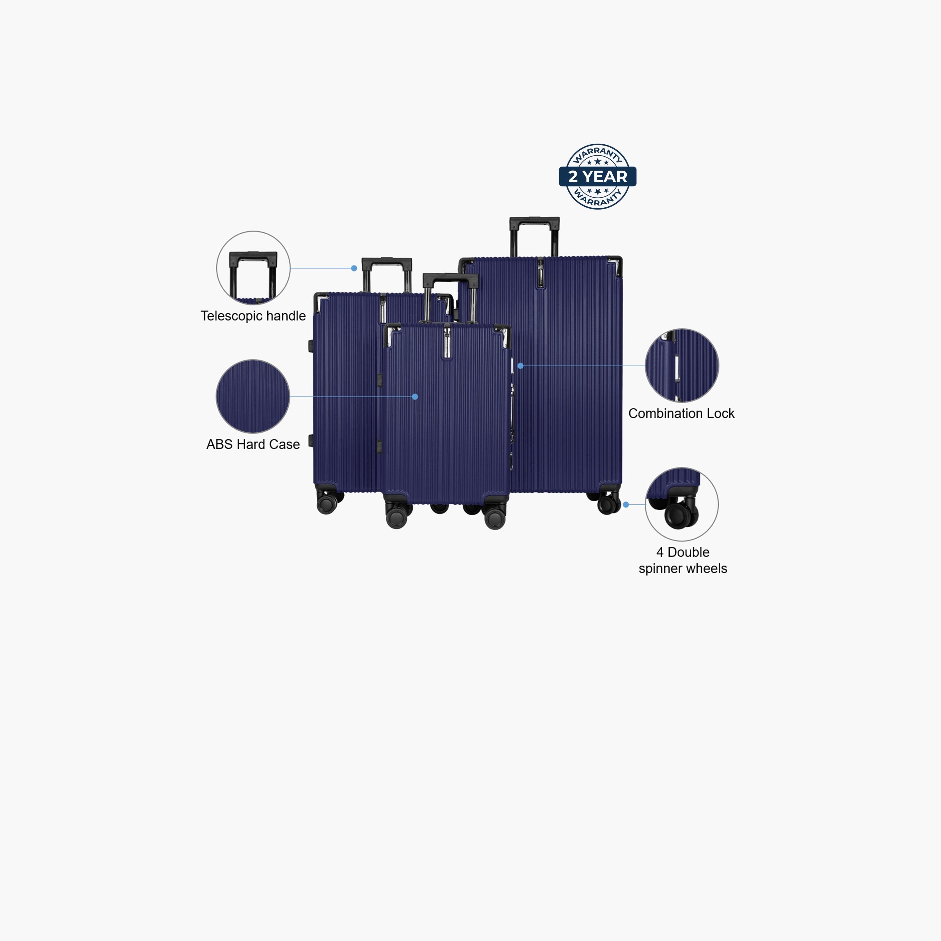 Para John Set of 3 ABS Hard Sided 4-Wheeler Spinner Trolley Bag with Combination Lock-travel-luggagesandbags-luggage-image-26