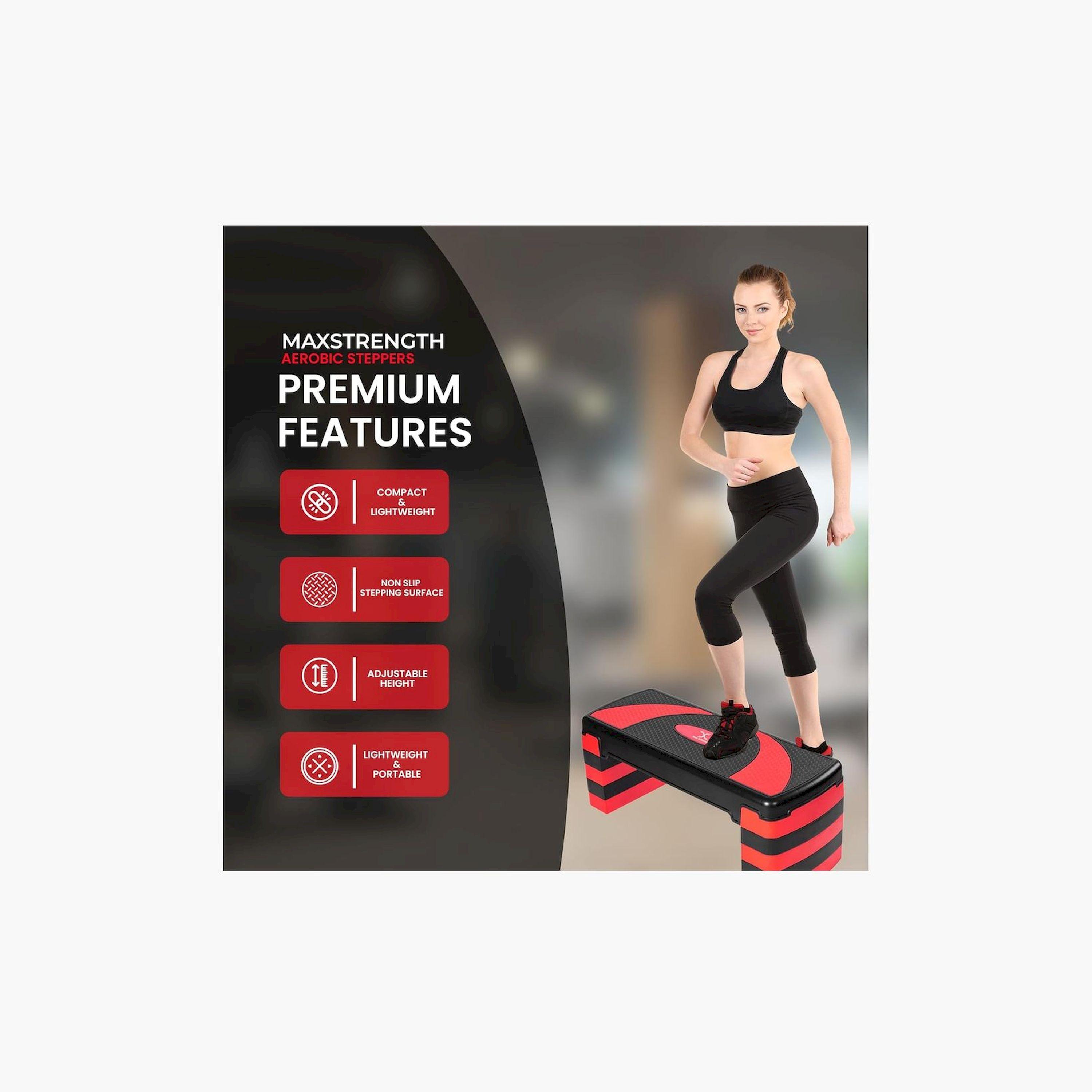 X MAXSTRENGTH - Multi-Level Aerobic Stepper (5 Level) -Red/Black-sports-gear-gym-image-2